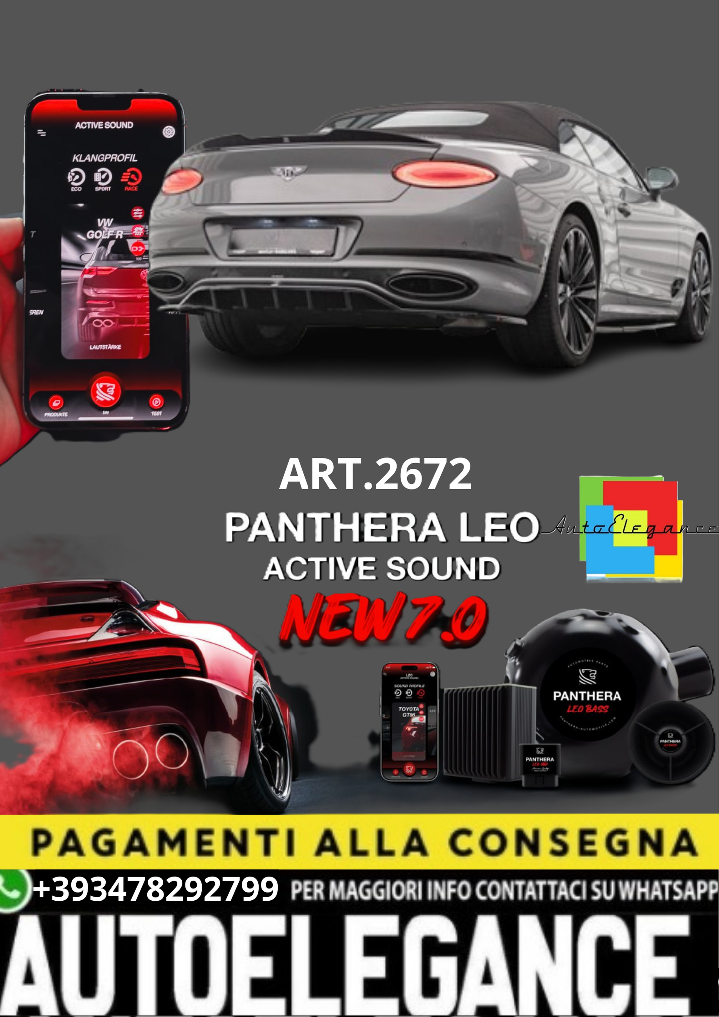 💥💣ART.2672 PANTHERA SOUND SYSTEM ADATTO PER BENTLEY CONTINENTAL GT MK3💣💥
