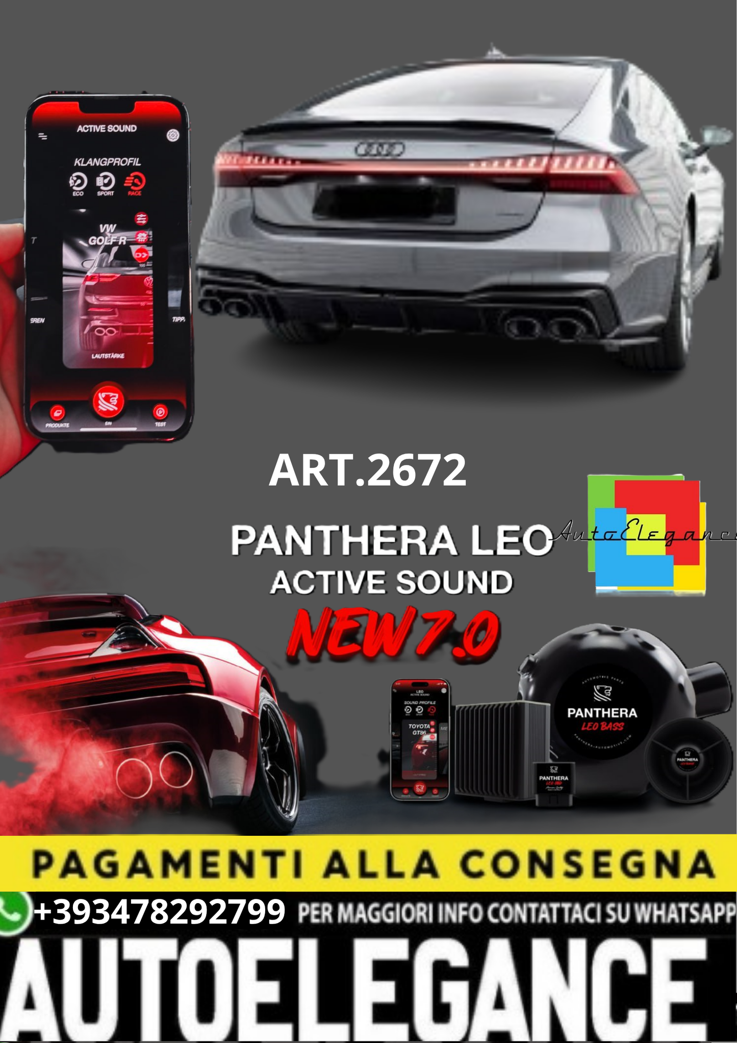 🔥ART.2672 PANTHERA SOUND SYSTEM ADATTO PER AUDI  A7 S-LINE 🔥