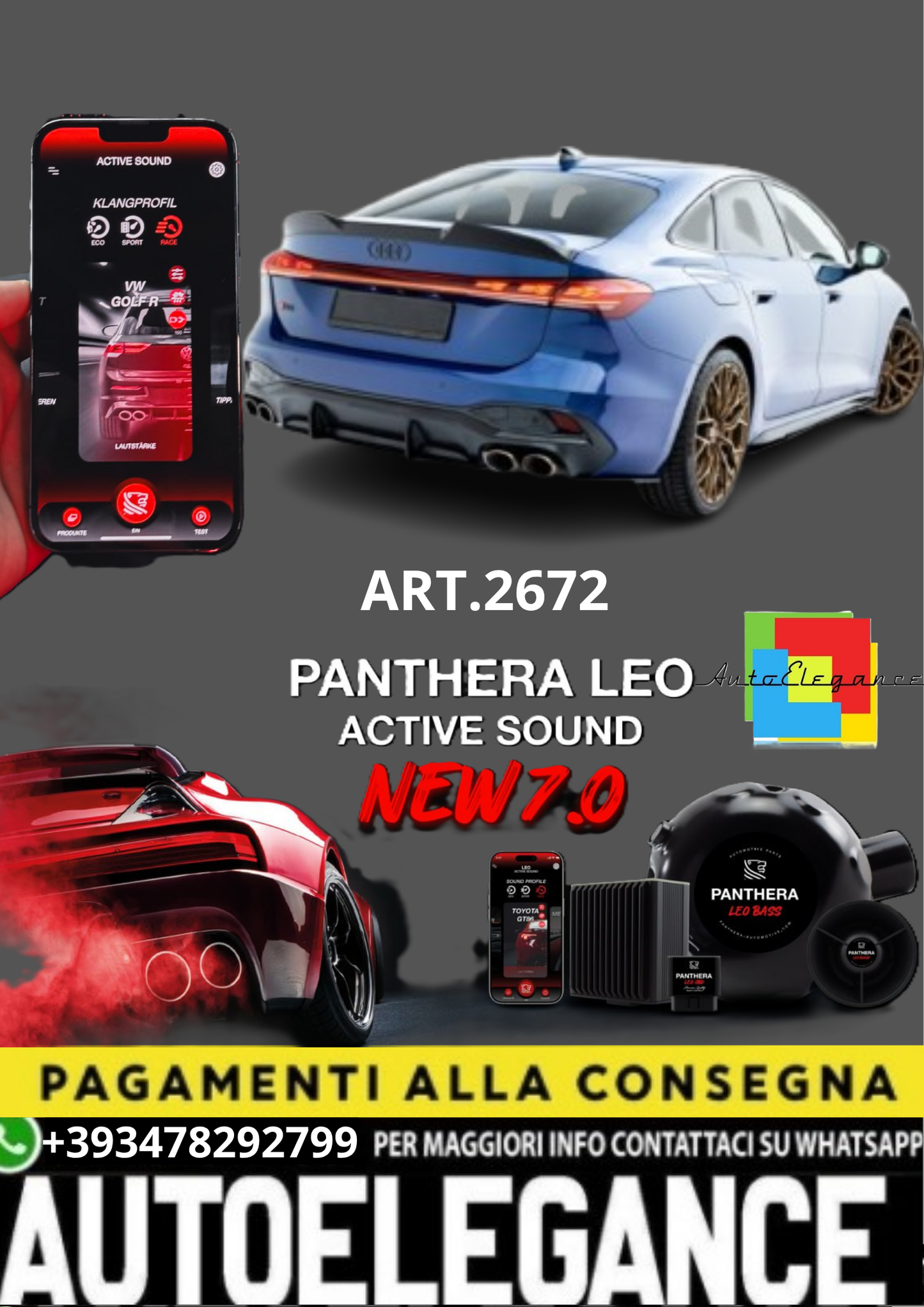 🔥ART.2672 PANTHERA SOUND SYSTEM ADATTO PER AUDI S5 SEDAN / AVANT B10🔥