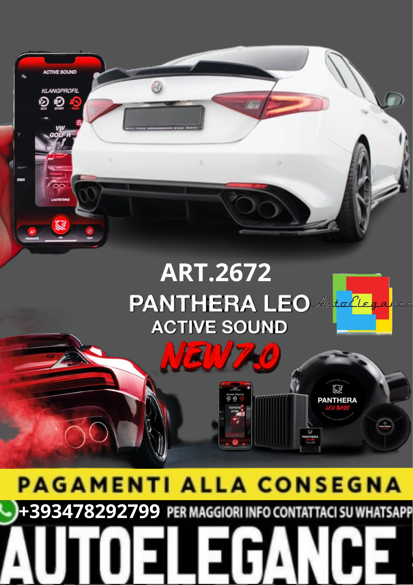 💥💣 ART.2672 PANTHERA SOUND SYSTEM ADATTO PER ALFA ROMEO GIULIA💣💥