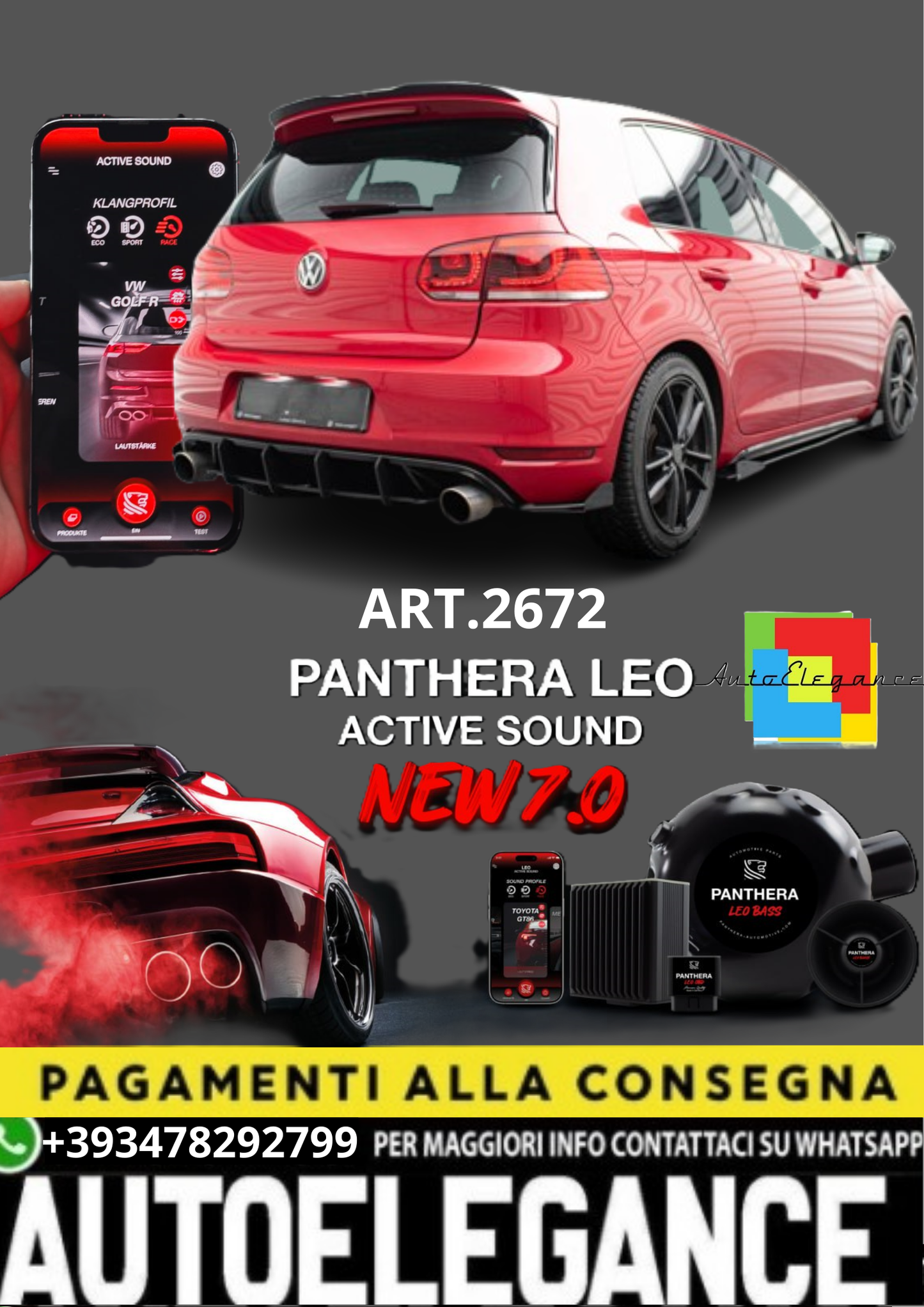 💥ART.2672 PANTHERA SOUND SYSTEM ADATTO PER VOLKSWAGEN GOLF GTI MK6💥