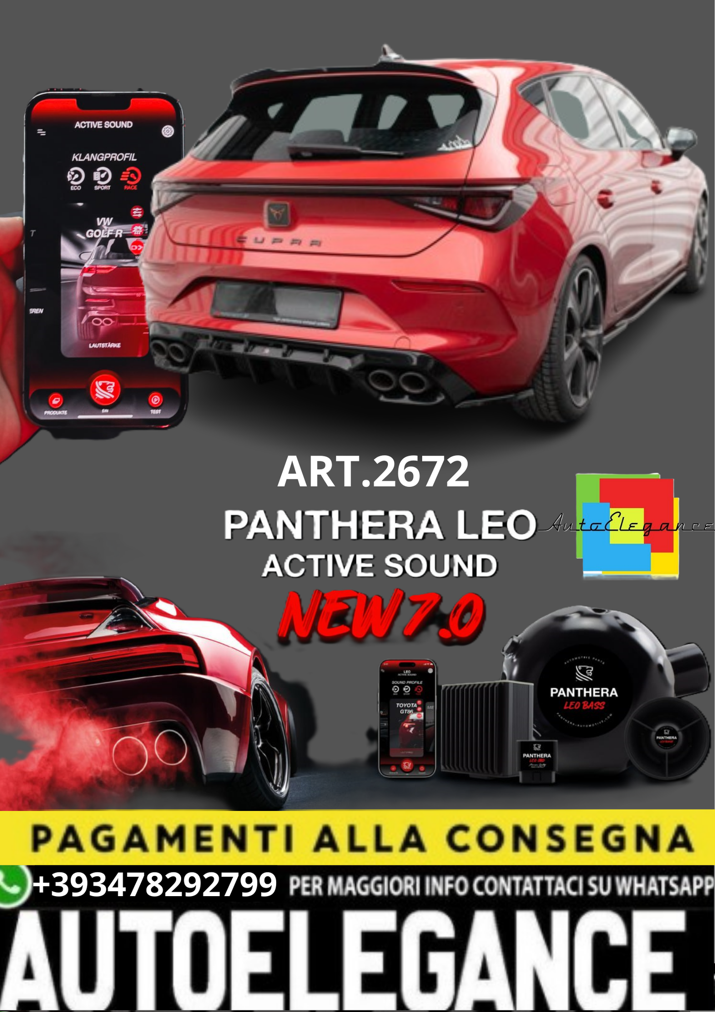 💥💣 ART.2672 PANTHERA SOUND SYSTEM ADATTO PER CUPRA LEON HATCHBACK MK1💣💥