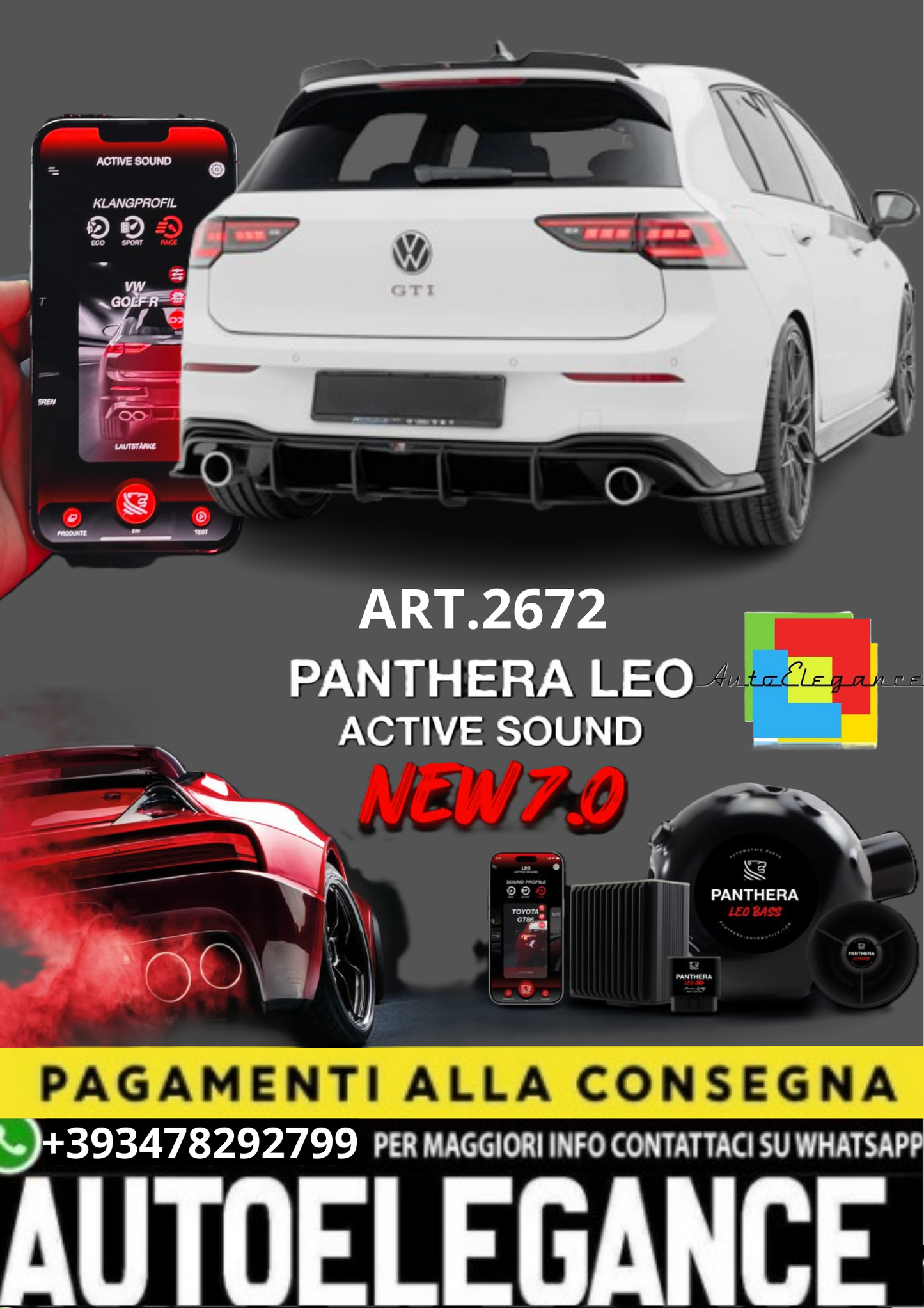 💥ART.2672 PANTHERA SOUND SYSTEM ADATTO PER VOLKSWAGEN GOLF GTI MK8💥