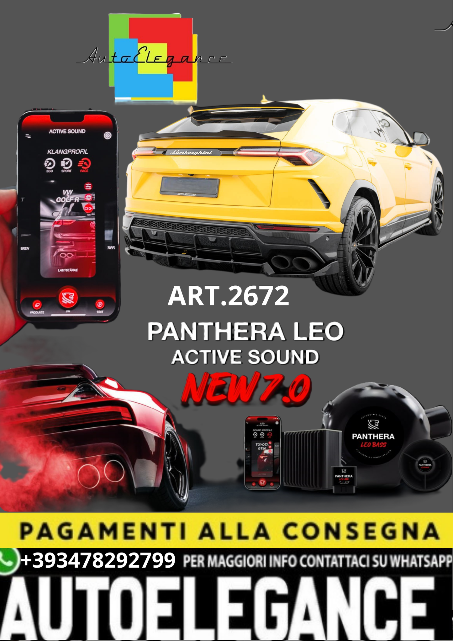 🎀ART.2672 PANTHERA SOUND SYSTEM ADATTO PER  Lamborghini Urus Mk1🎀