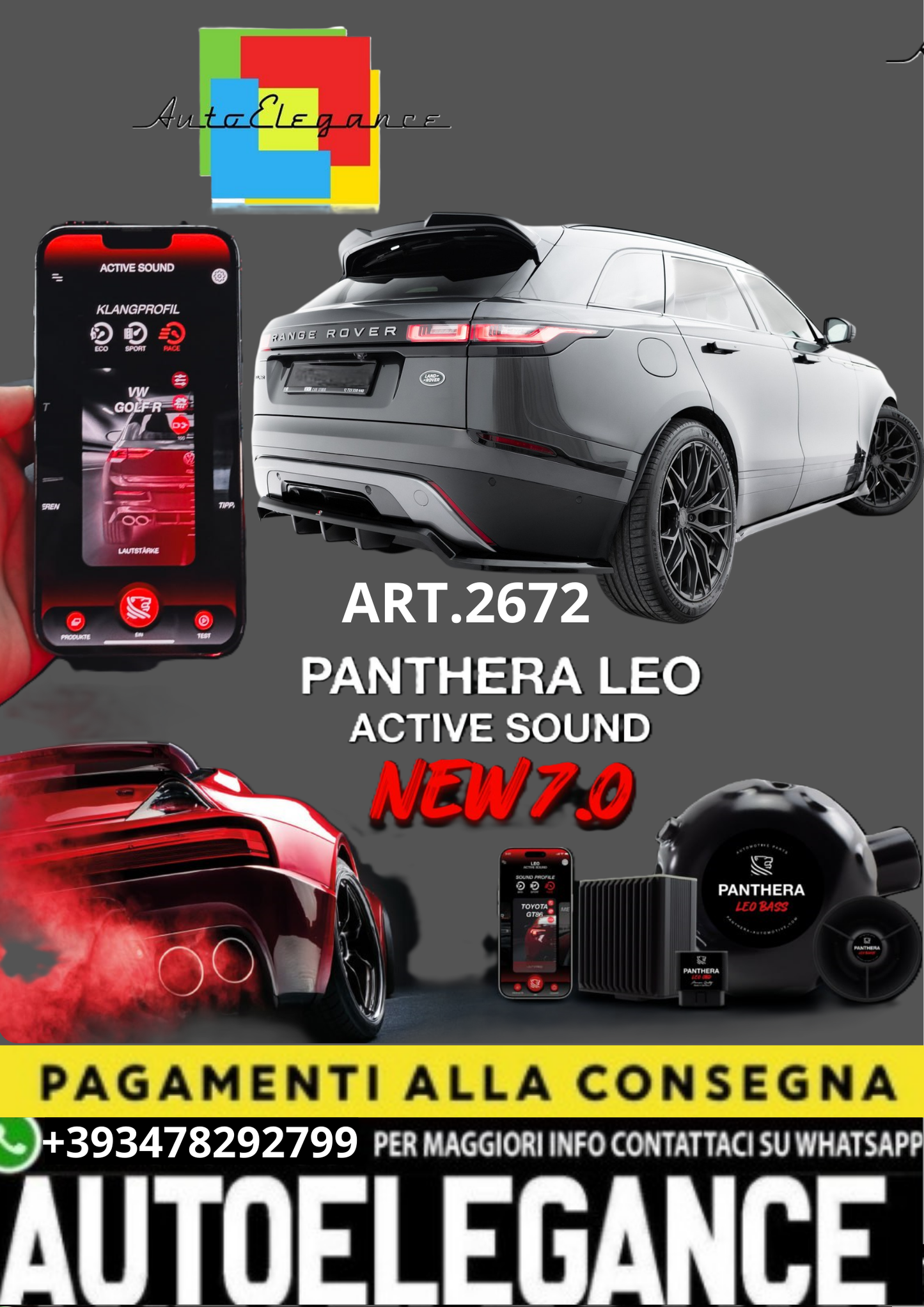 🎀ART.2672 PANTHERA SOUND SYSTEM ADATTO PER  Land Rover Velar R-Dynamic Mk1🎀
