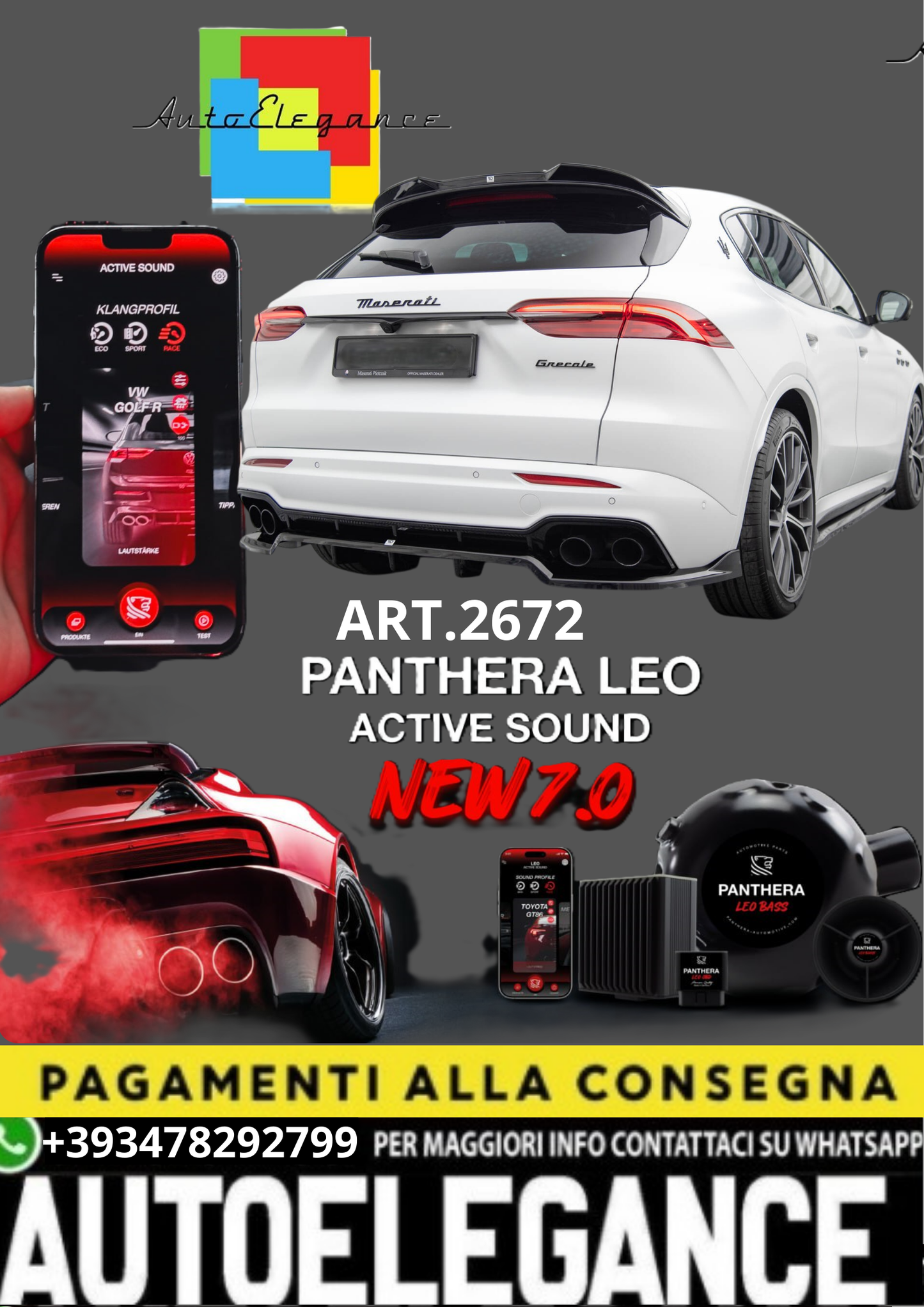 🎀ART.2672 PANTHERA SOUND SYSTEM ADATTO PER Maserati Grecale GT / Modena Mk1🎀