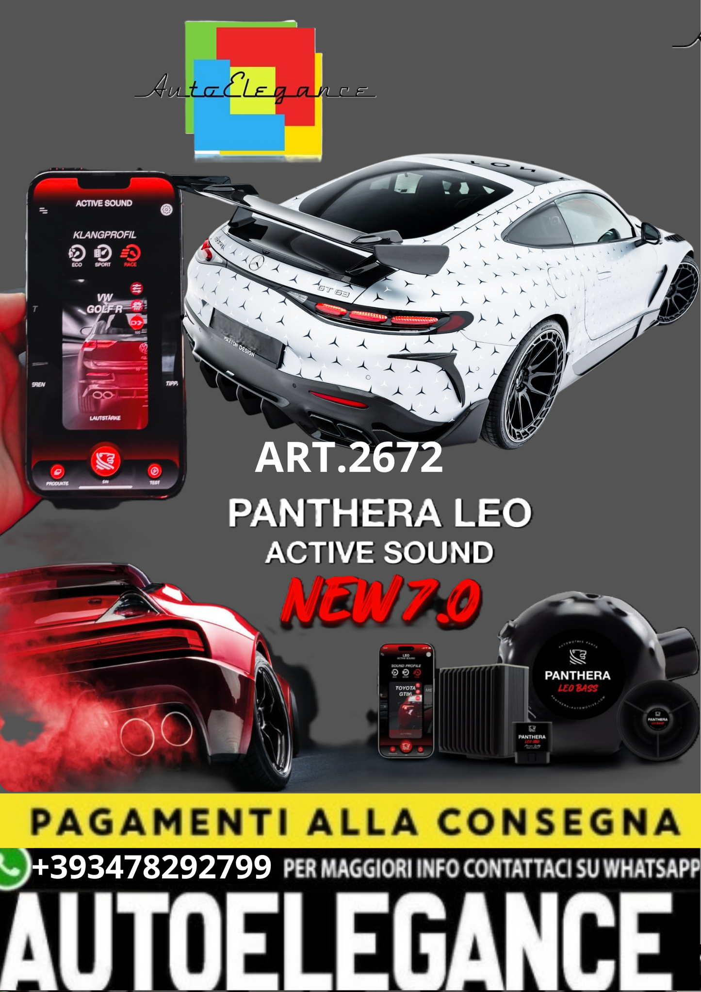 🎀ART.2672 PANTHERA SOUND SYSTEM ADATTO Per Mercedes-AMG GT 63 / 55🎀