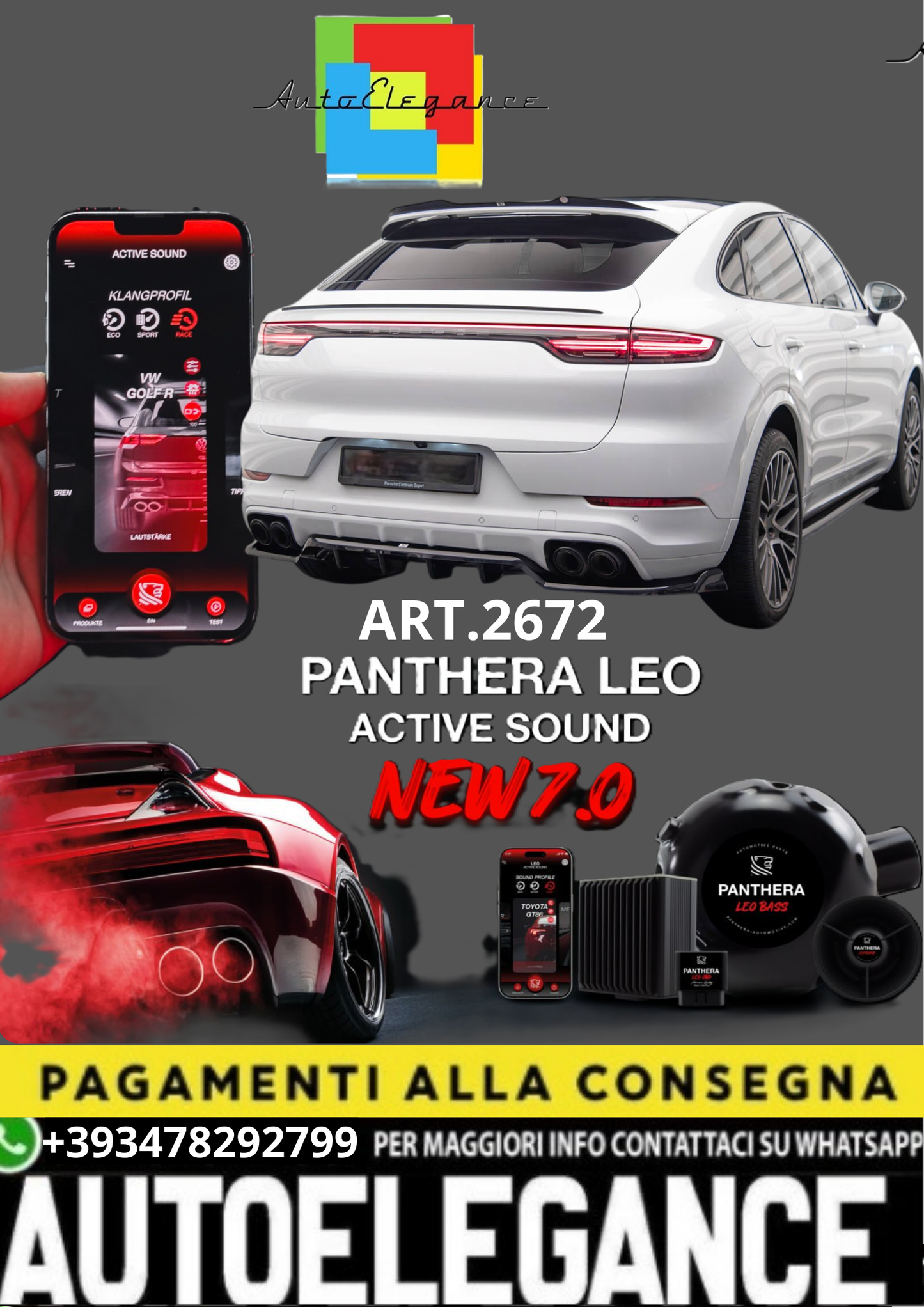 🎀ART.2672 PANTHERA SOUND SYSTEM ADATTO PER  Porsche Cayenne Coupe / SUV Mk3🎀