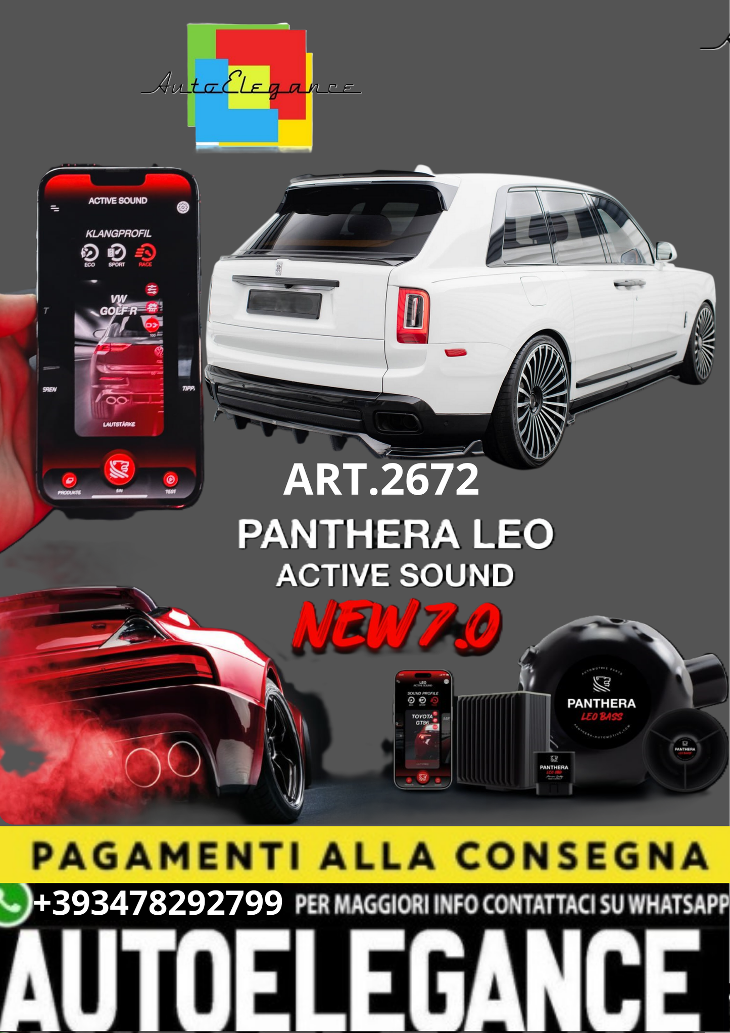 🎀ART.2672 PANTHERA SOUND SYSTEM ADATTO PER Rolls Royce Cullinan🎀