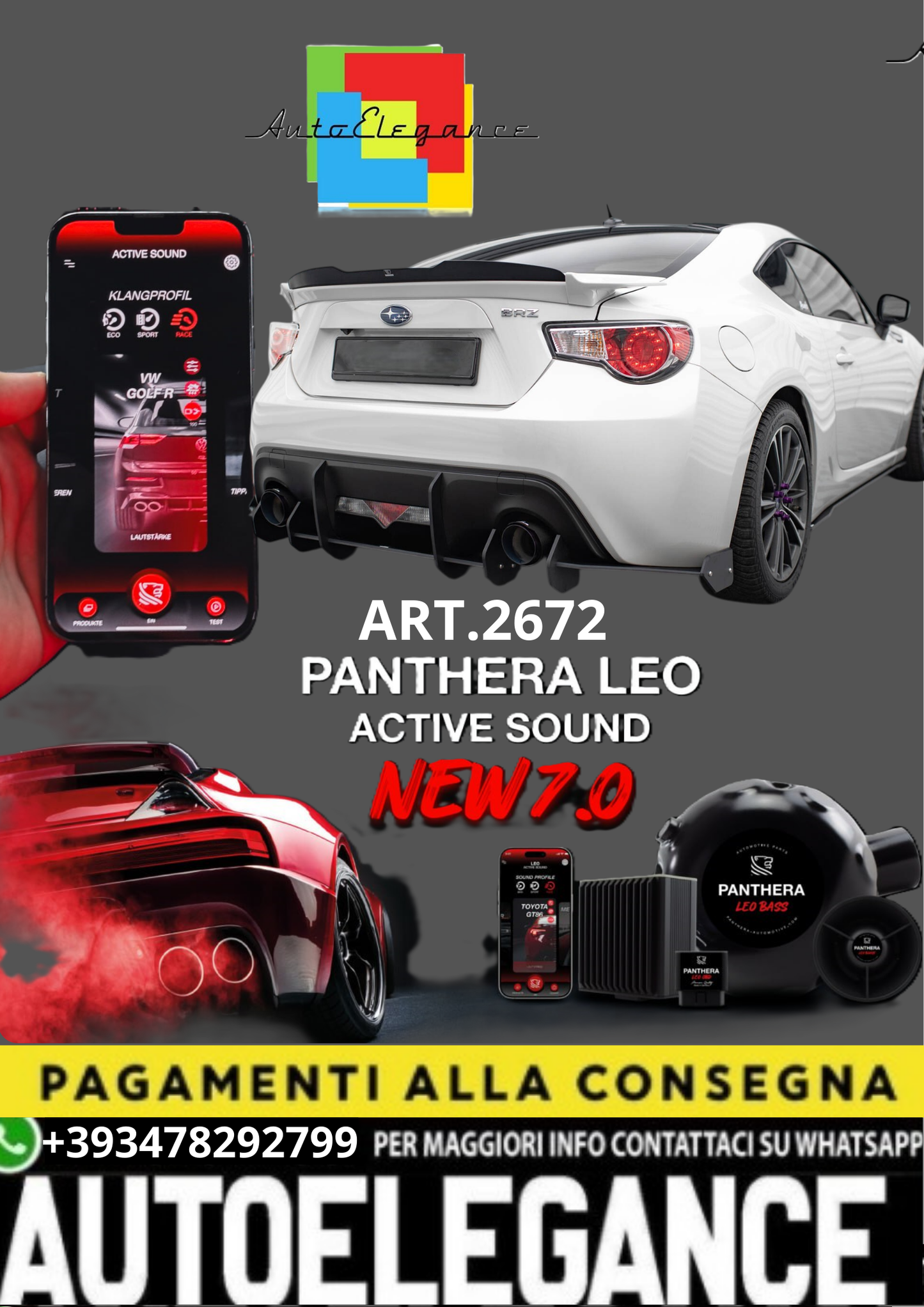 🎀ART.2672 PANTHERA SOUND SYSTEM ADATTO PER Subaru BRZ Mk1 / Mk1 Facelift🎀