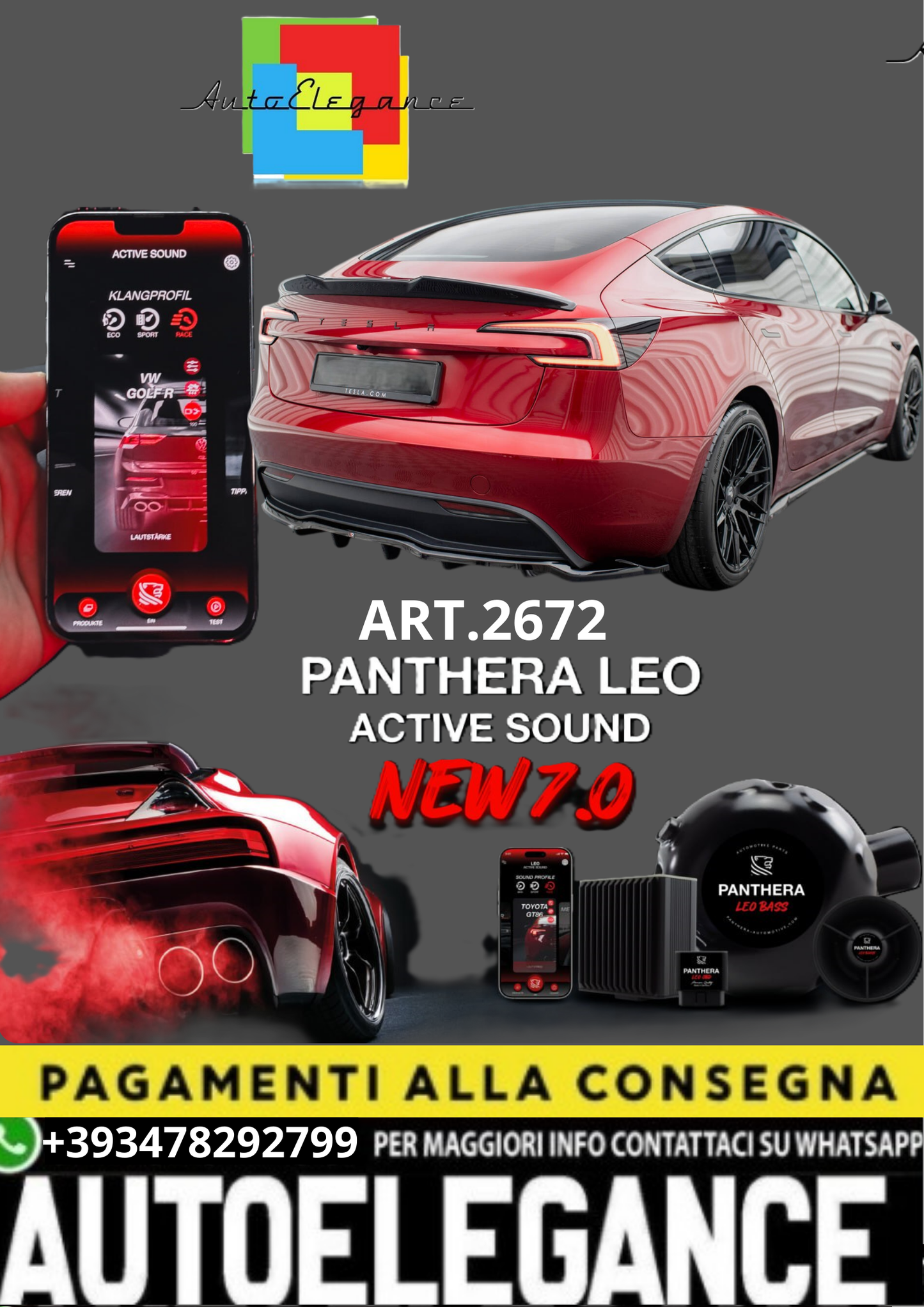 🎀ART.2672 PANTHERA SOUND SYSTEM ADATTO PER  Tesla Model 3 Project Highland 🎀