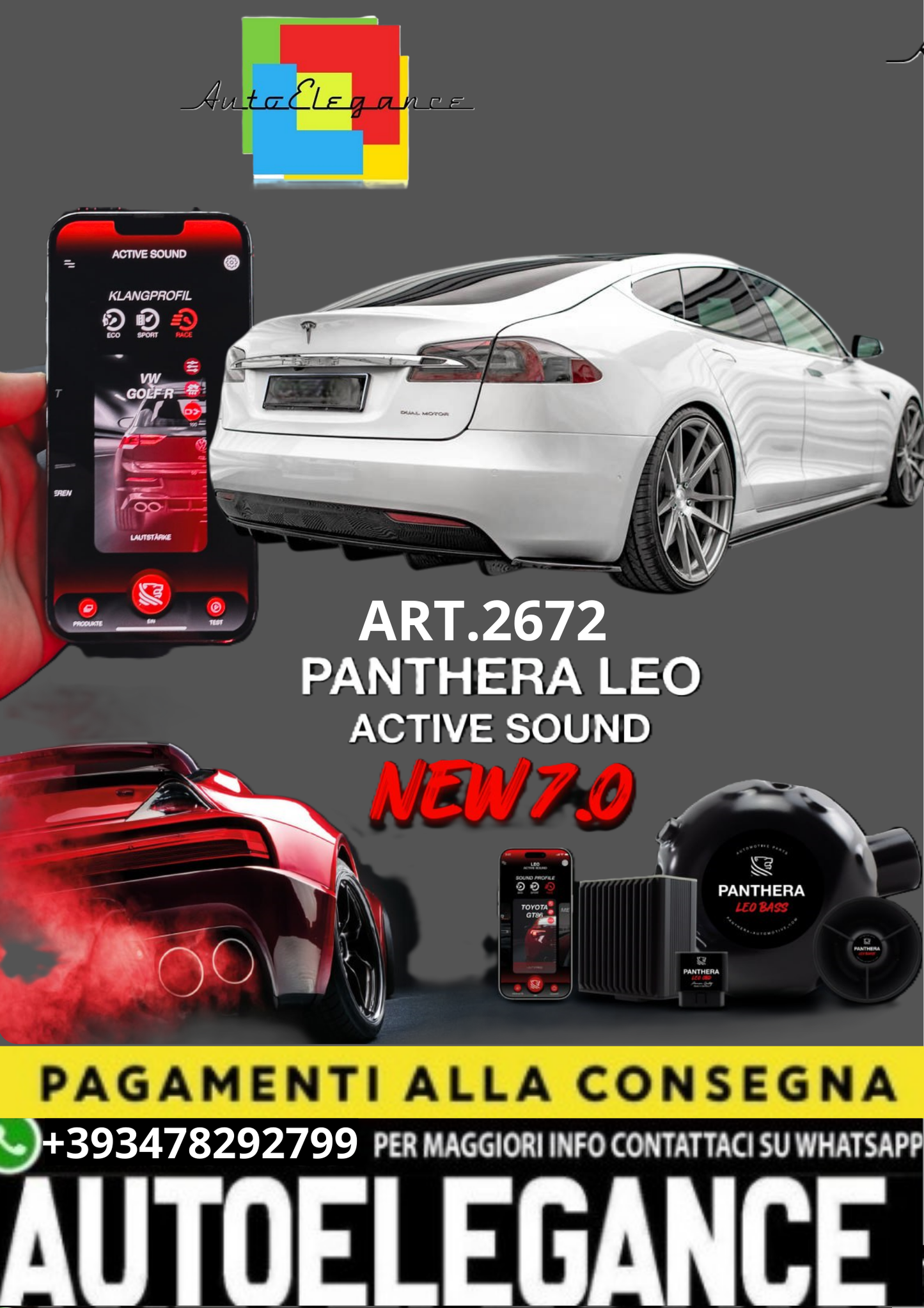 🎀ART.2672 PANTHERA SOUND SYSTEM ADATTO PER  Tesla Model S Facelift🎀