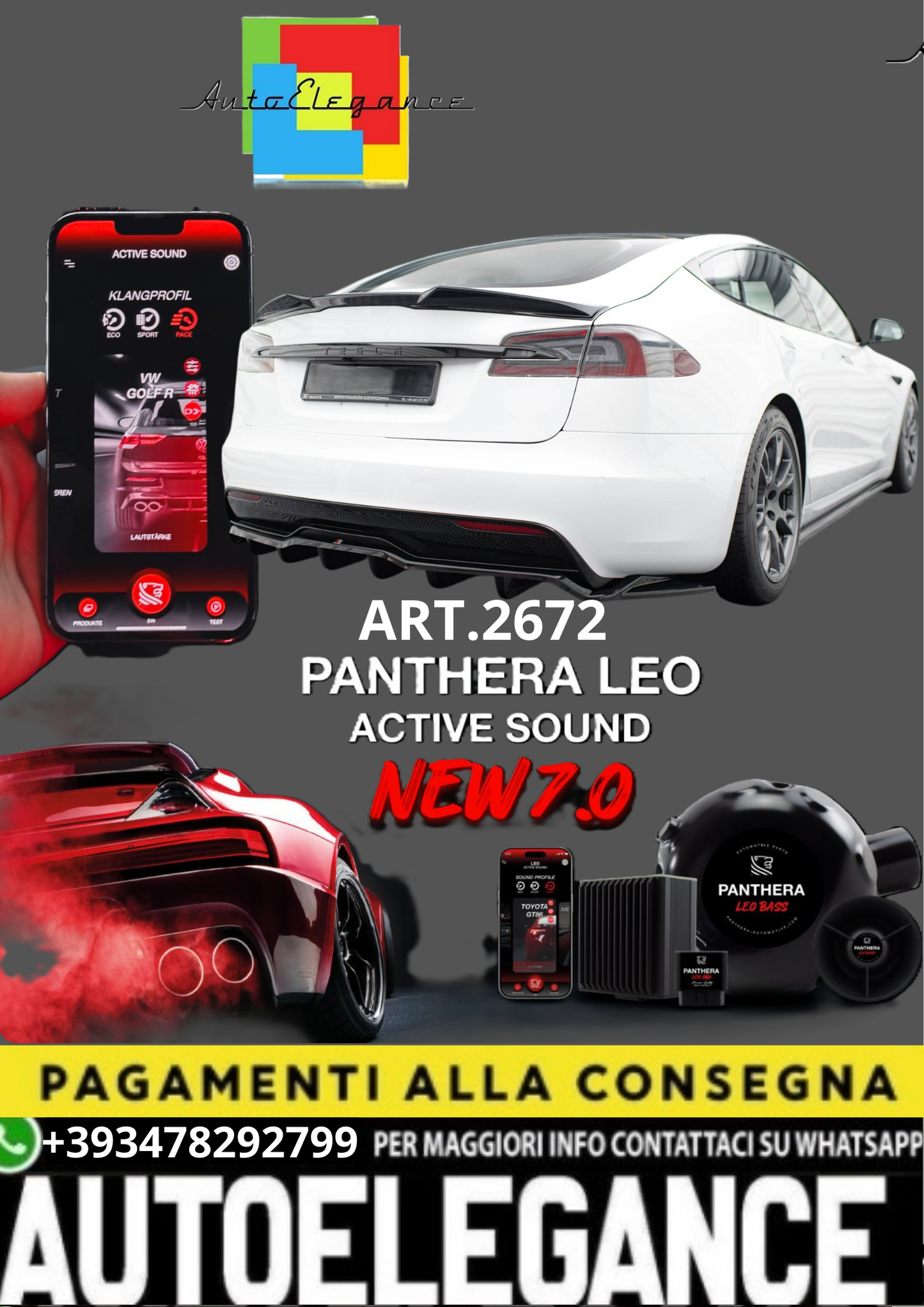 🎀ART.2672 PANTHERA SOUND SYSTEM ADATTO PER Tesla Model S Plaid Mk1 Facelift🎀