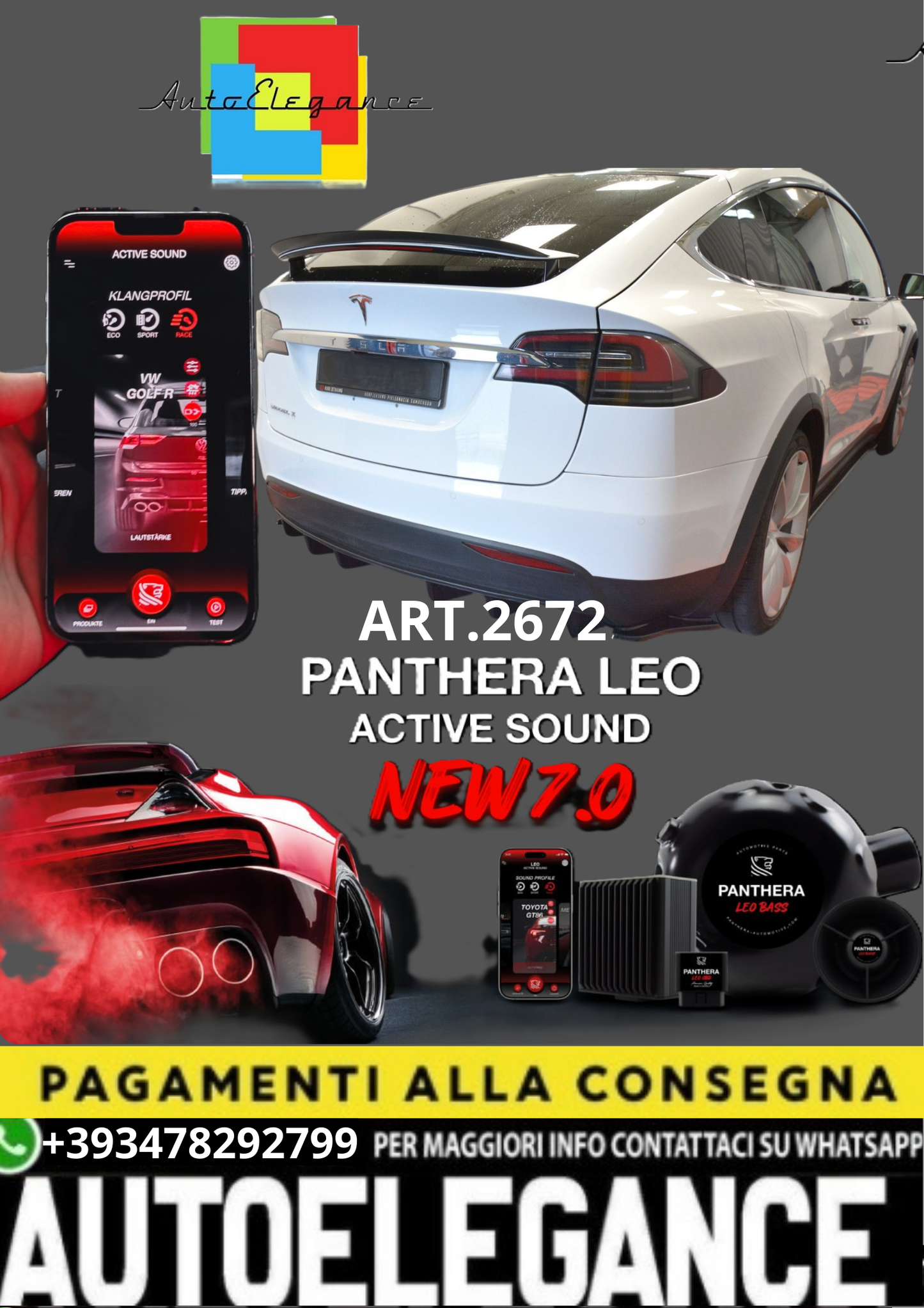 🎀ART.2672 PANTHERA SOUND SYSTEM ADATTO PER TESLA MODEL X🎀