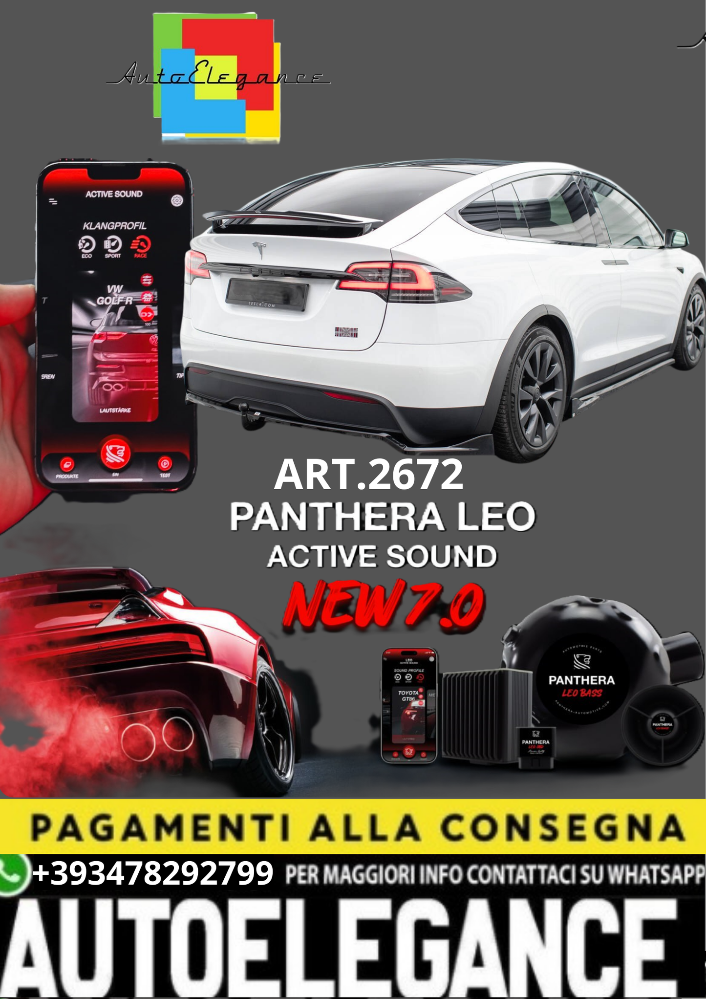 🎀ART.2672 PANTHERA SOUND SYSTEM ADATTO PER  Tesla Model X Mk1 Facelift🎀
