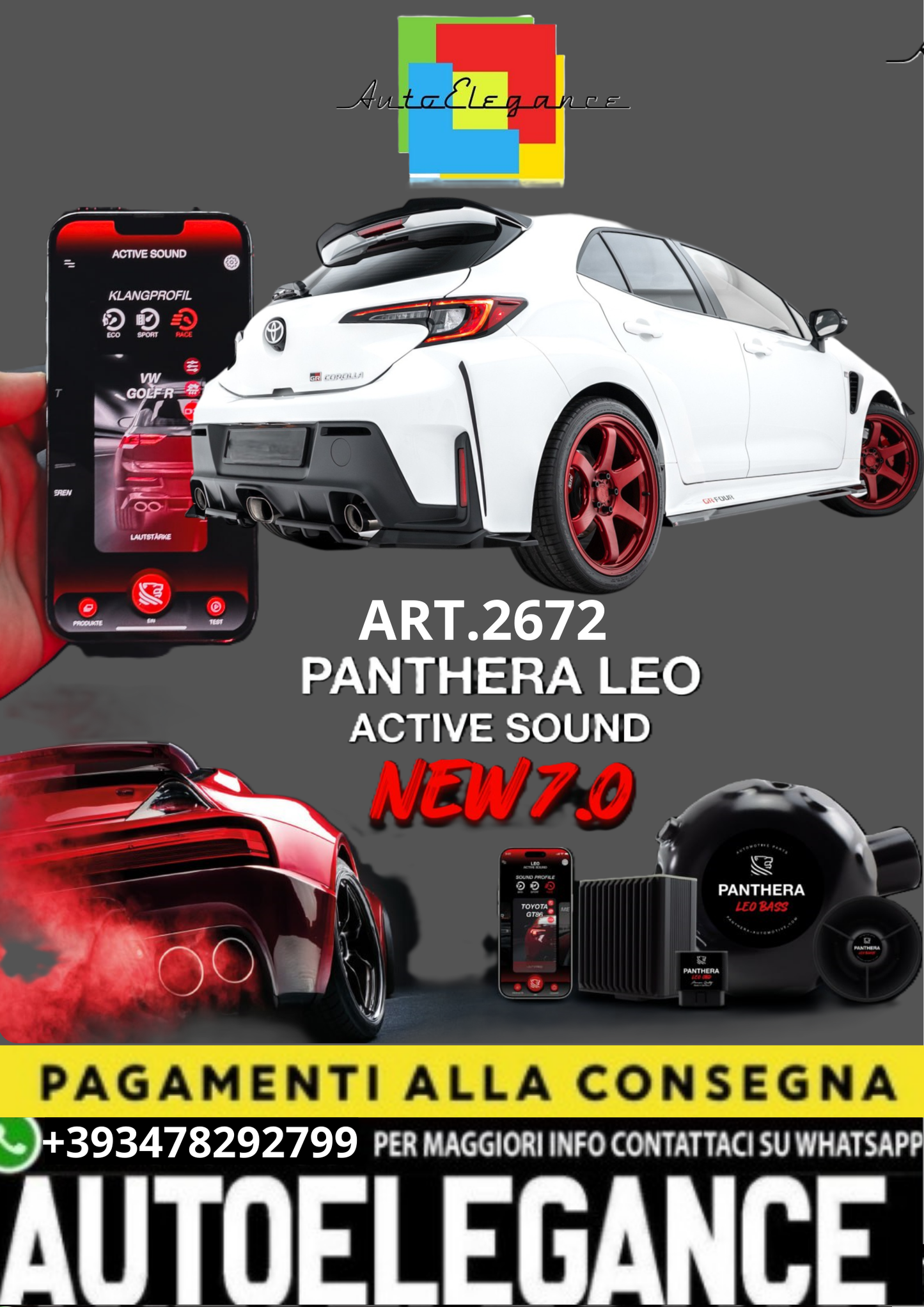 🎀ART.2672 PANTHERA SOUND SYSTEM ADATTO PER Toyota GR Corolla Mk12🎀