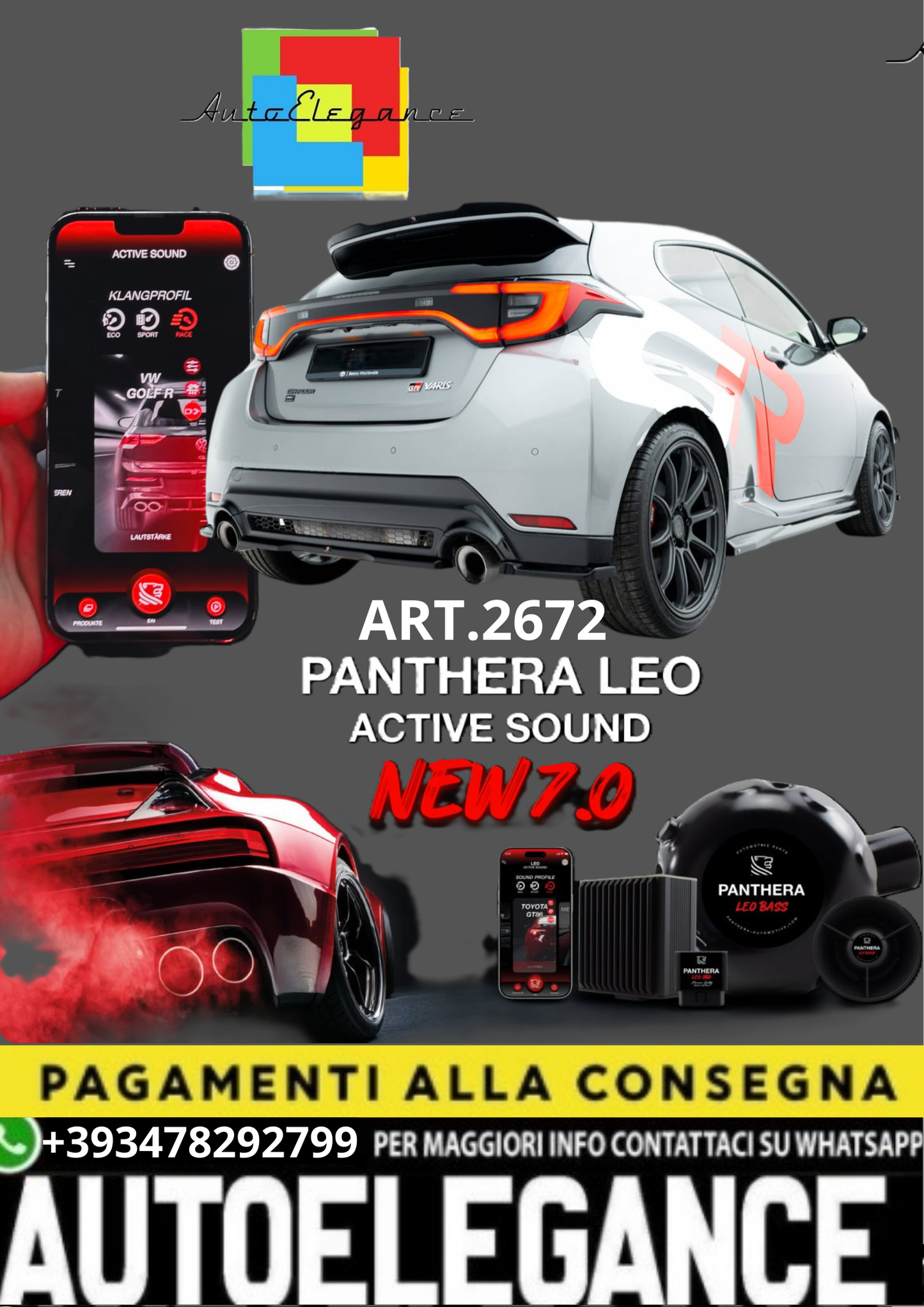 🎀ART.2672 PANTHERA SOUND SYSTEM ADATTO PER Toyota GR Yaris Mk4 Facelift🎀