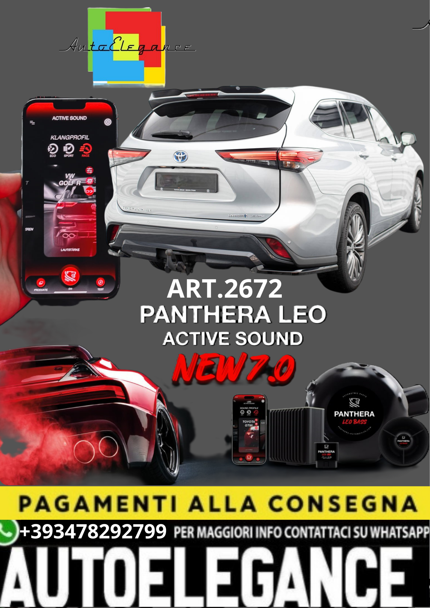 🎀ART.2672 PANTHERA SOUND SYSTEM ADATTO PER Toyota Highlander Mk4🎀
