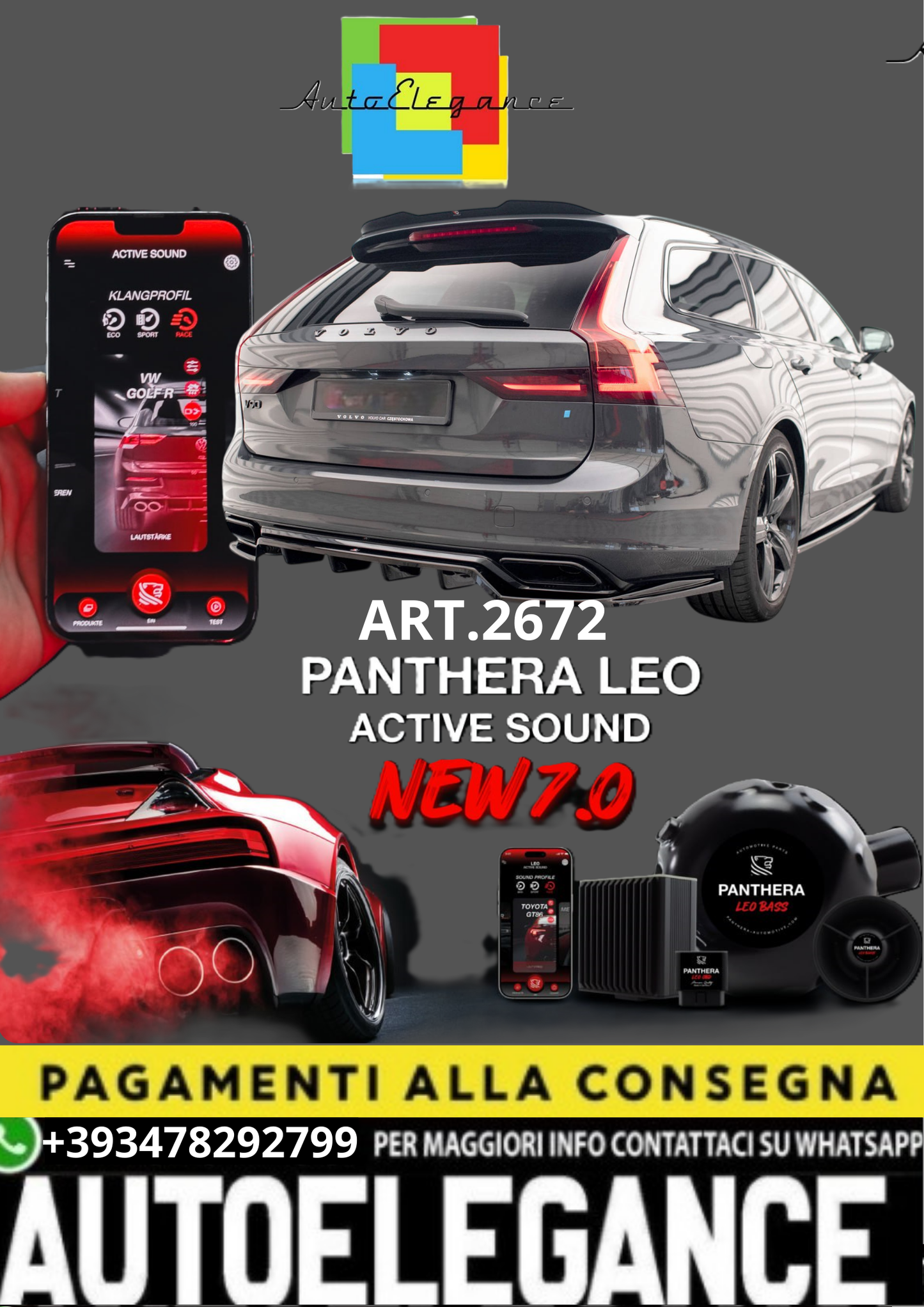 🎀ART.2672 PANTHERA SOUND SYSTEM ADATTO PER Volvo V90 / S90 R-Design Mk2🎀