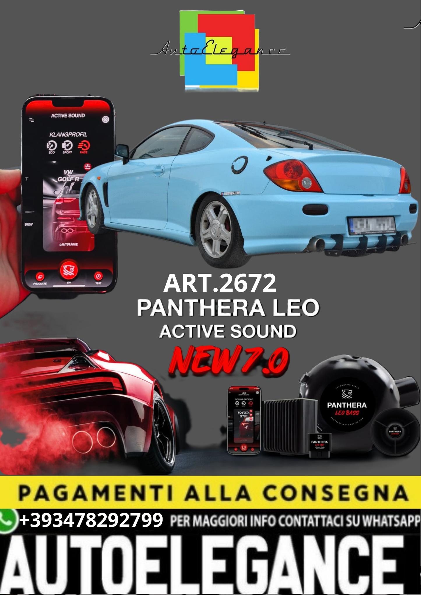 🎀ART.2672 PANTHERA SOUND SYSTEM ADATTO PER  HYUNDAI TIBURON MK.2🎀