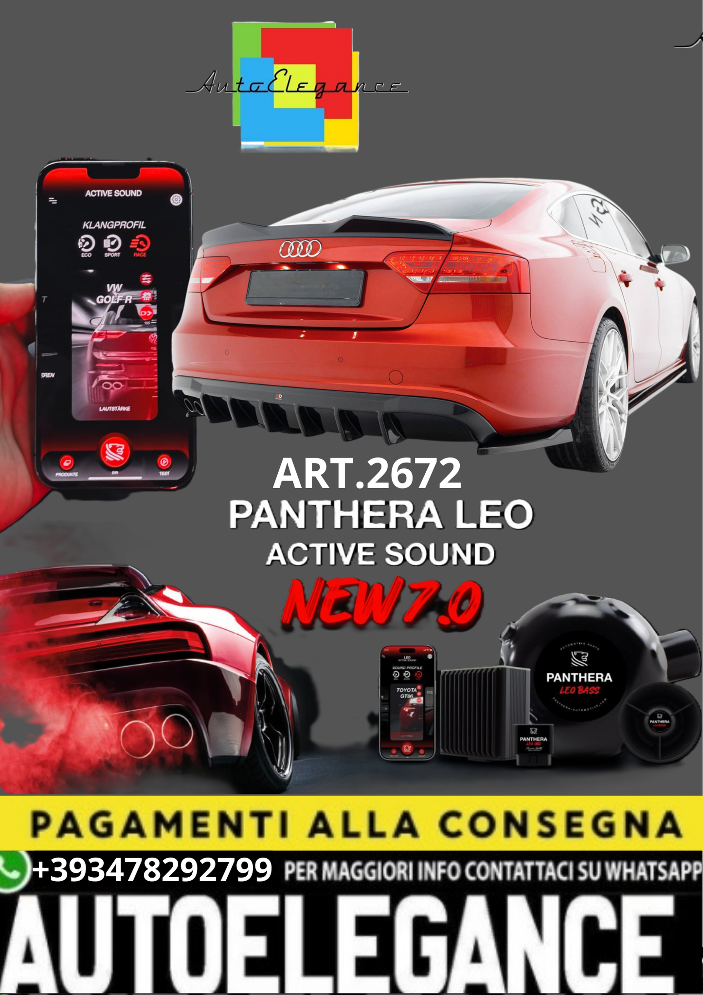 🎀ART.2672 PANTHERA SOUND SYSTEM ADATTO PER  Audi A5 S-Line Sportback 8T🎀