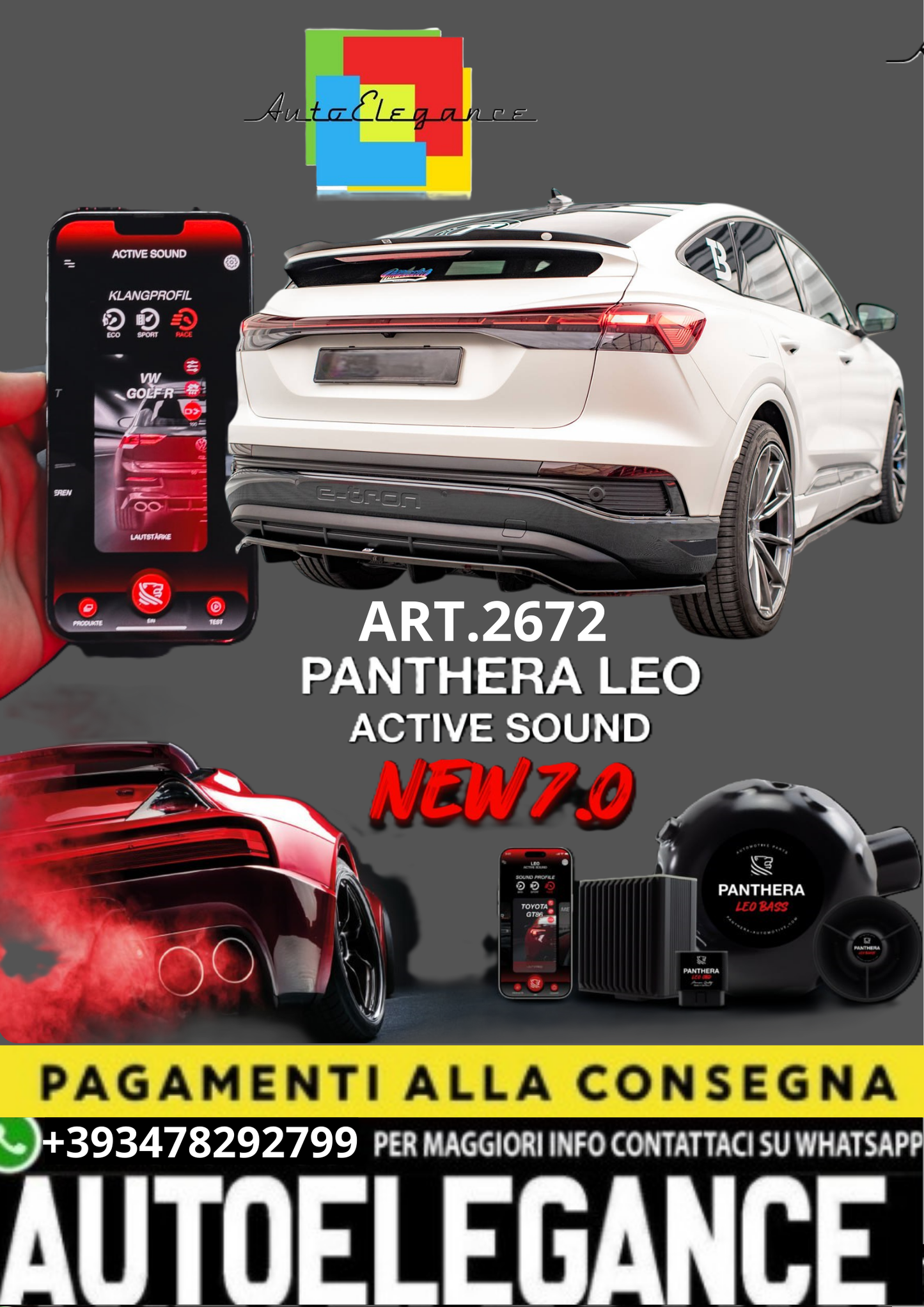 🎀ART.2672 PANTHERA SOUND SYSTEM ADATTO PER  Audi Q4 e-tron Sportback Mk1🎀