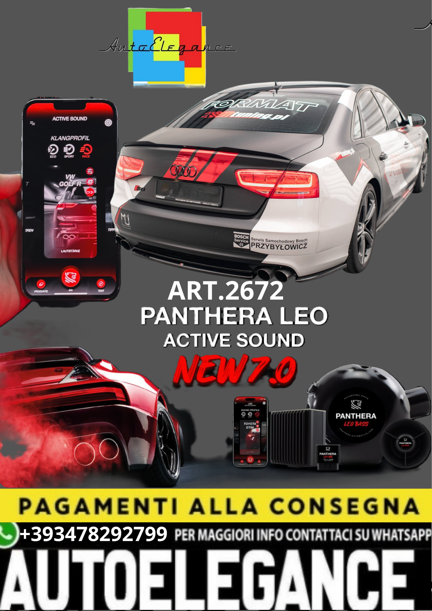 🎀ART.2672 PANTHERA SOUND SYSTEM ADATTO PER  Audi S8 D4🎀