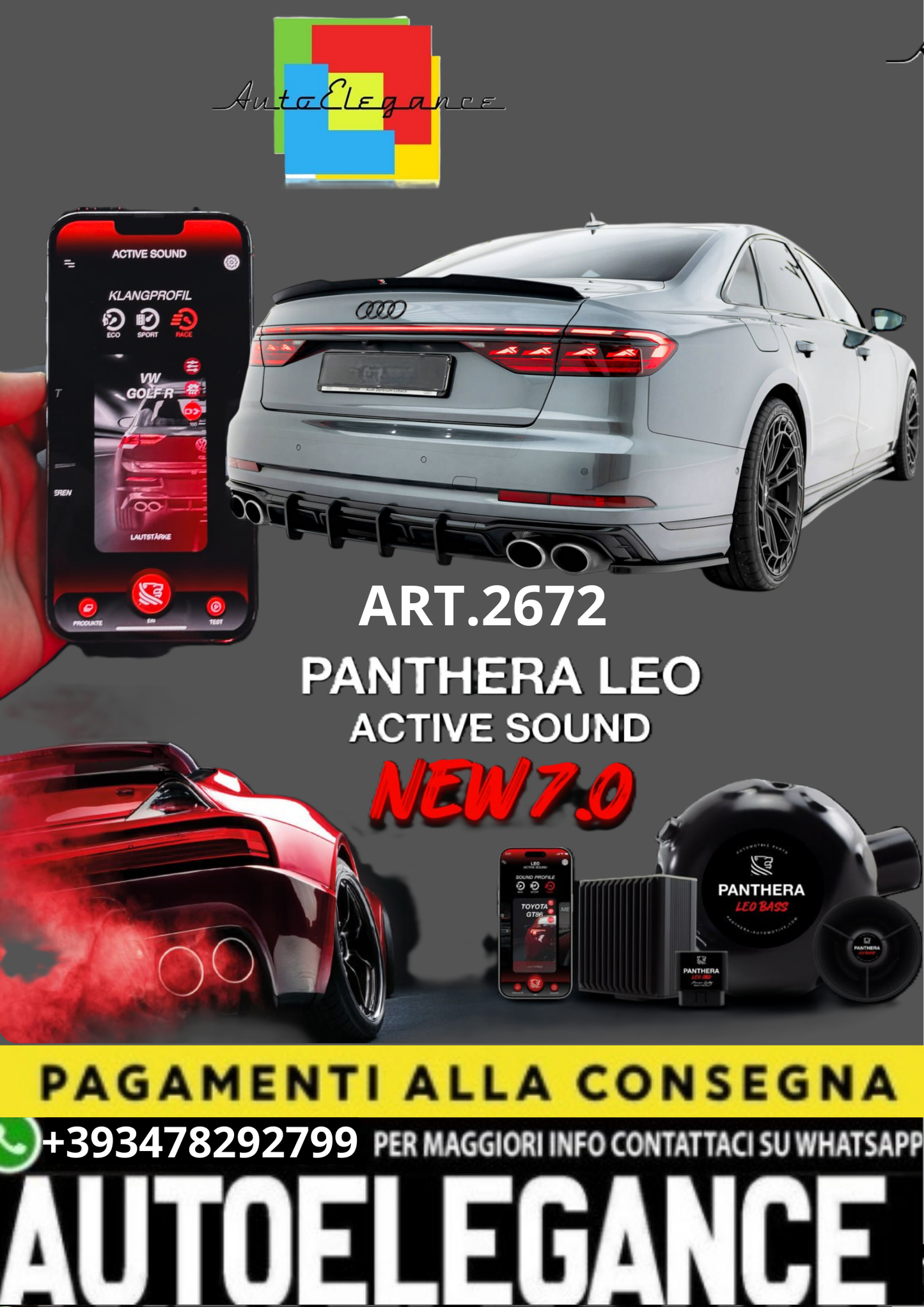 🎀ART.2672 PANTHERA SOUND SYSTEM ADATTO PER Audi S8 D5 Facelift🎀