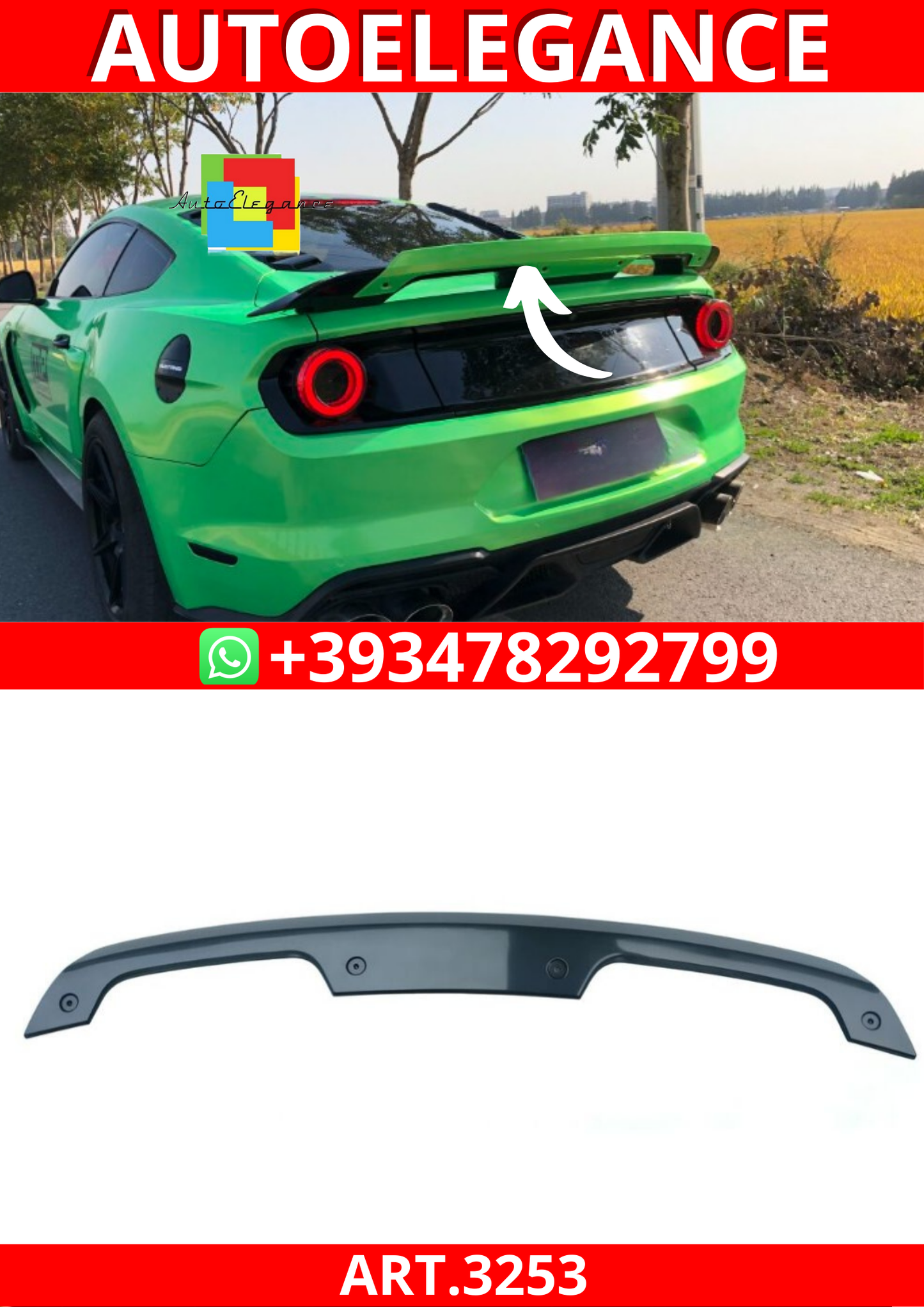 ART.3253   Flap Gurney Spoiler posteriore GT500 FORD MUSTANG 15-23