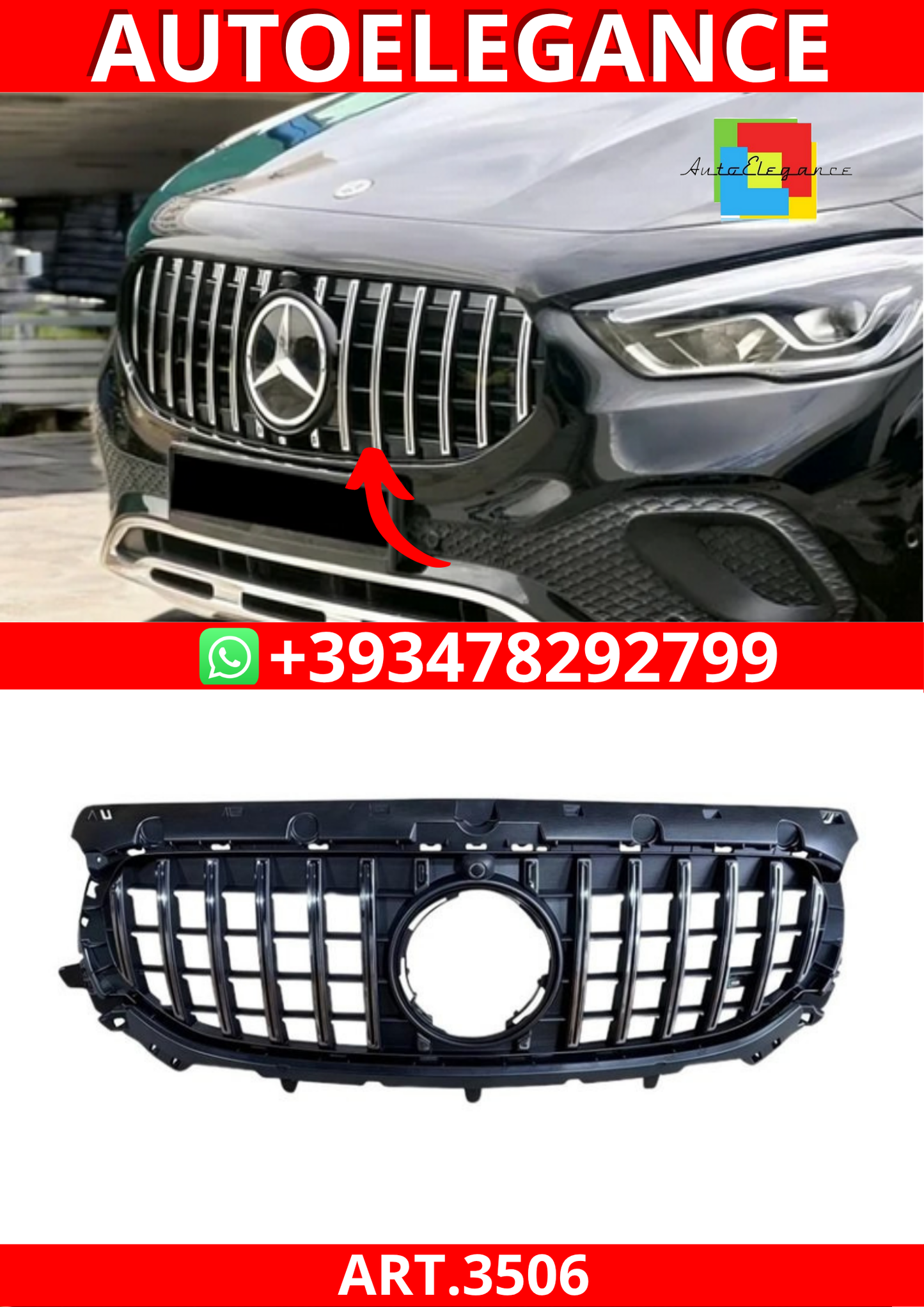 ART.3506  Griglia Cromata Mercedes GLA H247 Facelift 2023+ Panamericana