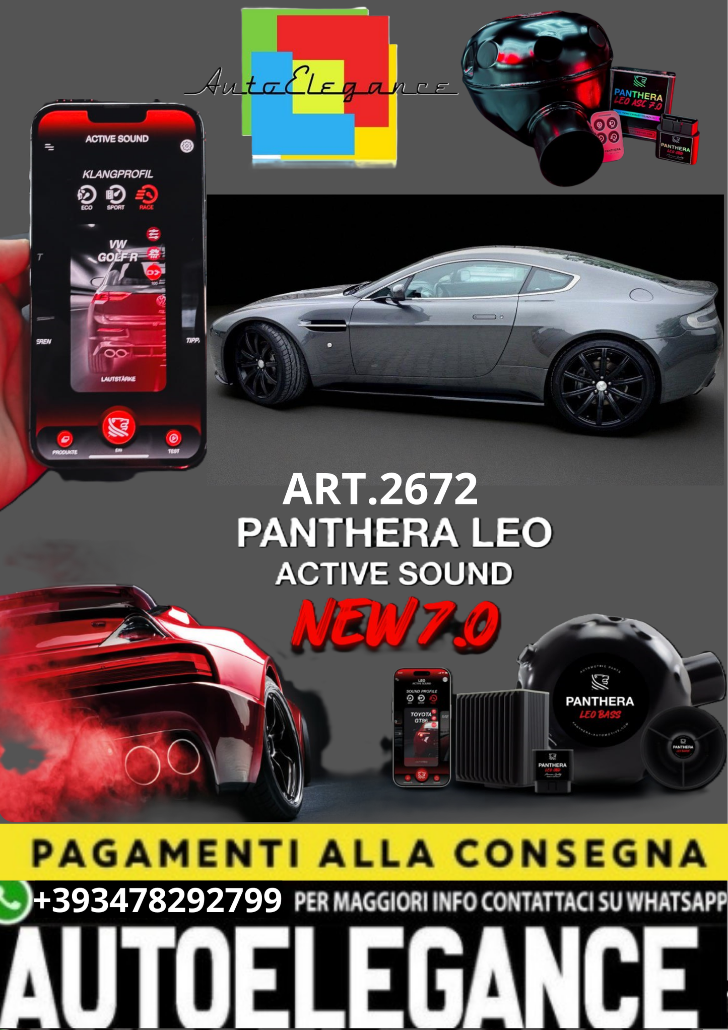 🎀ART.2672 PANTHERA SOUND SYSTEM ADATTO PER ASTON MARTIN V8 VANTAGE🎀