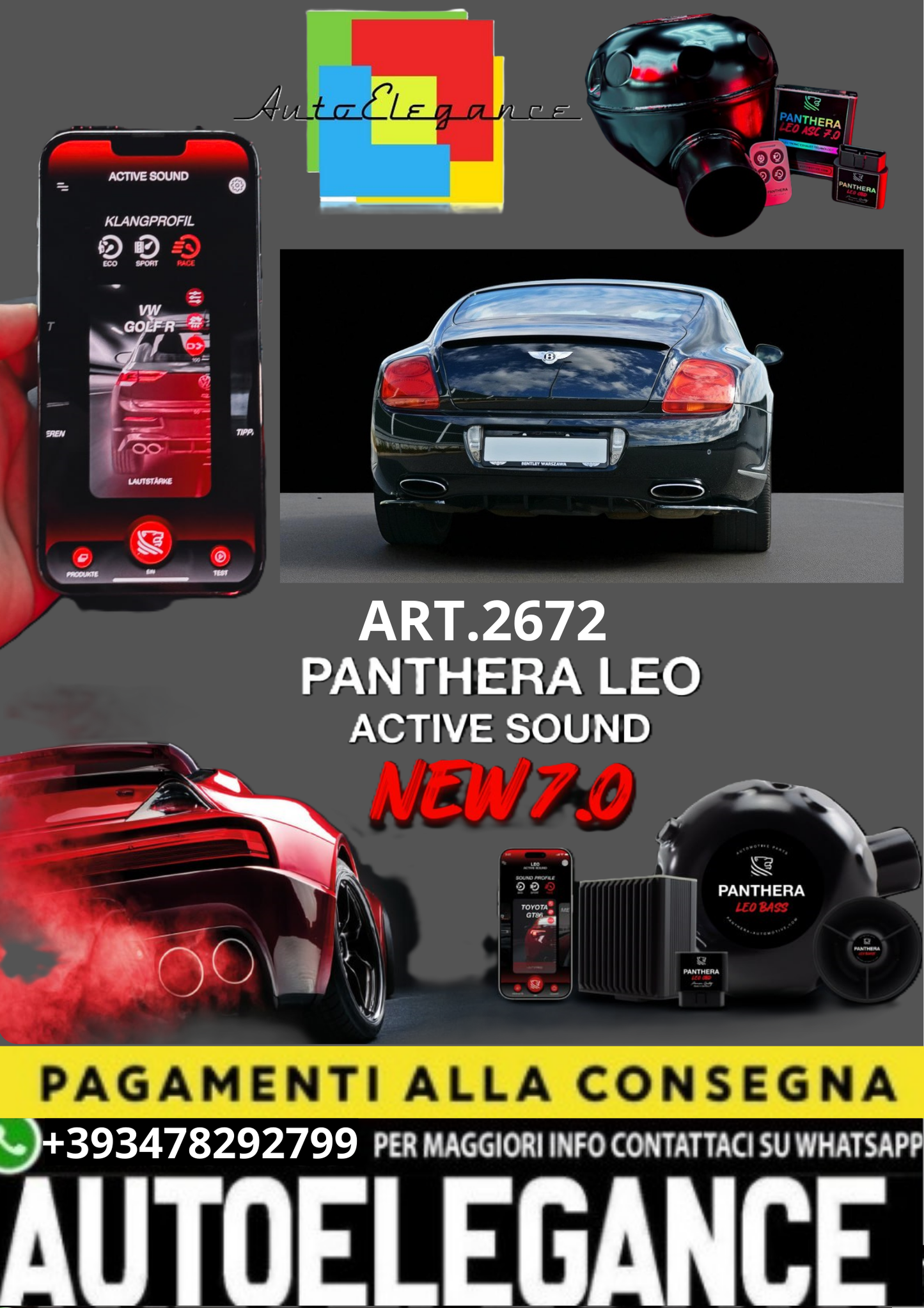 🎀ART.2672 PANTHERA SOUND SYSTEM ADATTO PER BENTLEY CONTINENTAL GT  🎀