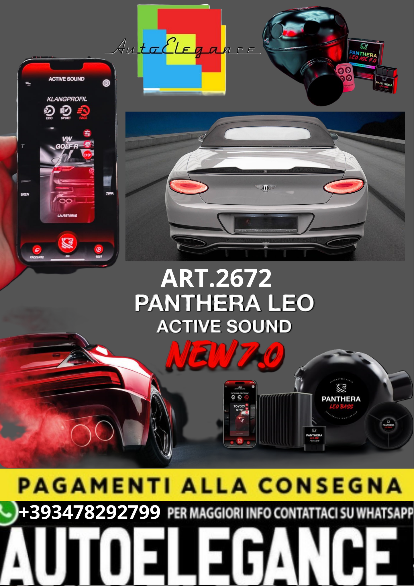 🎀ART.2672 PANTHERA SOUND SYSTEM ADATTO PER Bentley Continental Convertible GT🎀