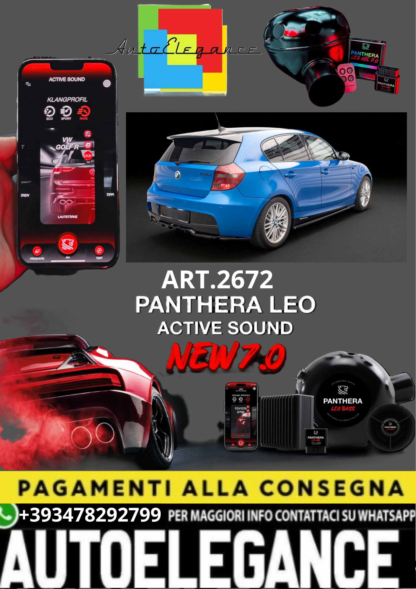 🎀ART.2672 PANTHERA SOUND SYSTEM ADATTO PER BMW 1 M-Pack E87 Facelift🎀