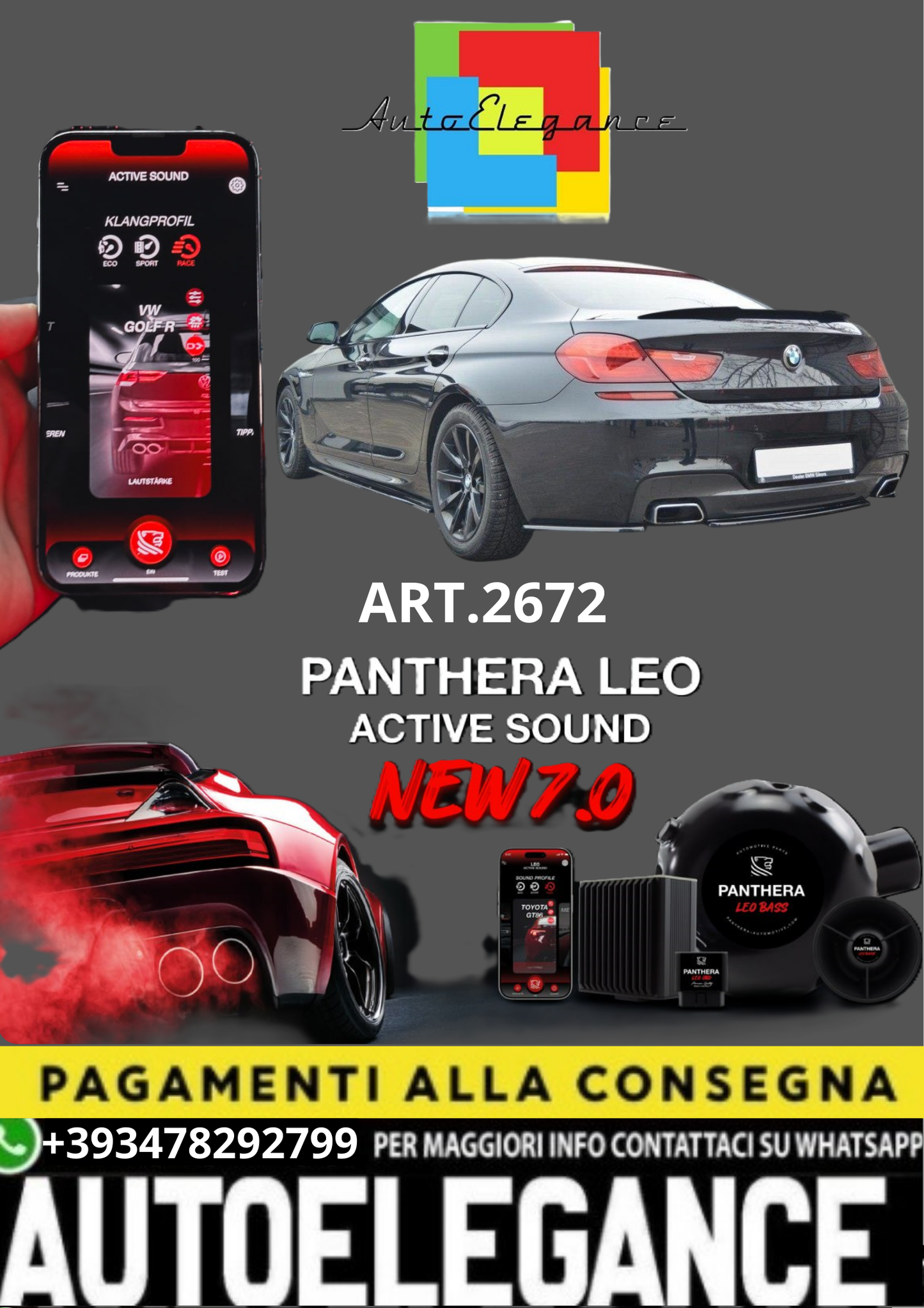 🎀ART.2672 PANTHERA SOUND SYSTEM ADATTO PER BMW 6 Gran Coupé 🎀