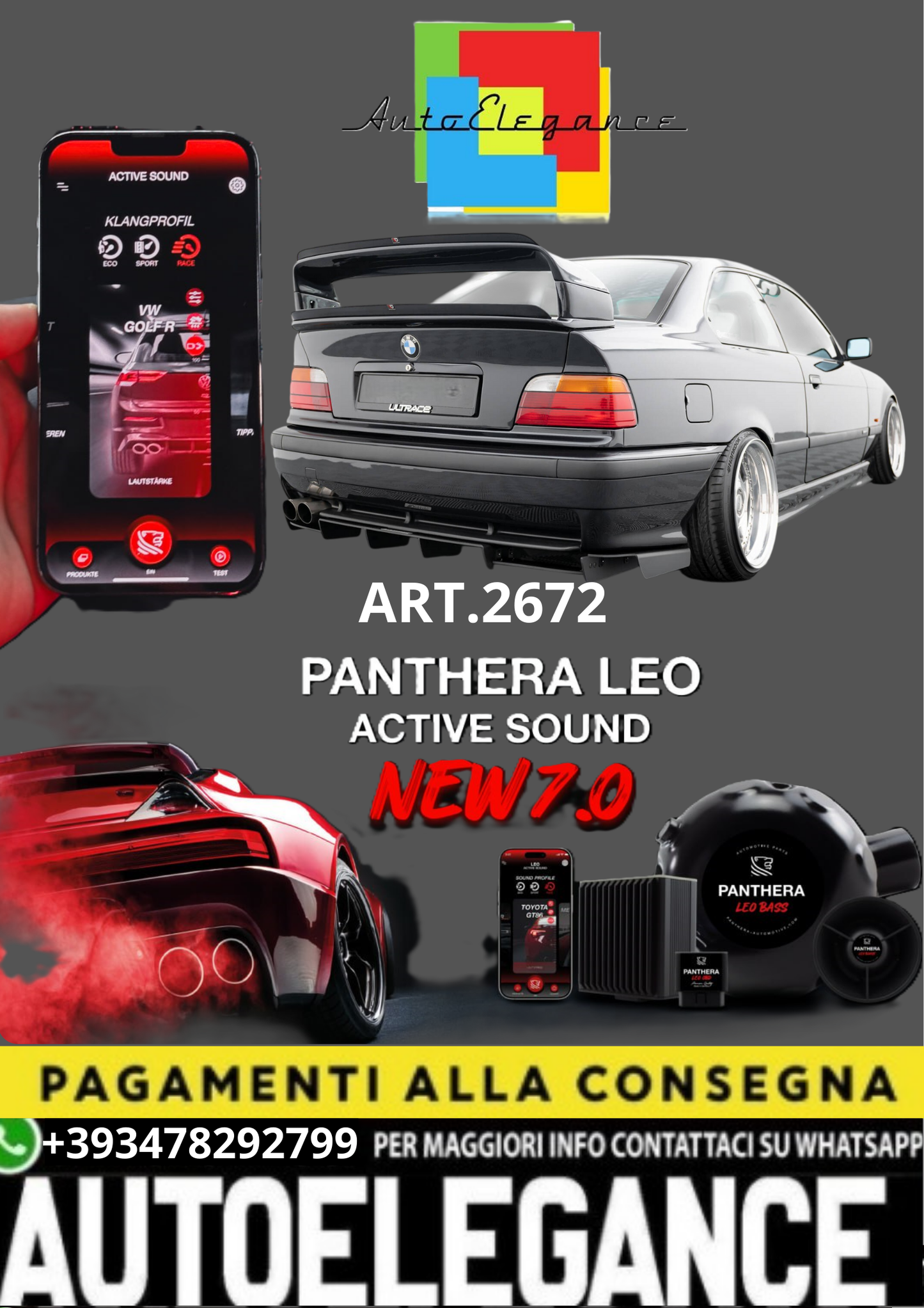 🎀ART.2672 PANTHERA SOUND SYSTEM ADATTO PER BMW M3 / 3 M-Pack E36 Coupe🎀