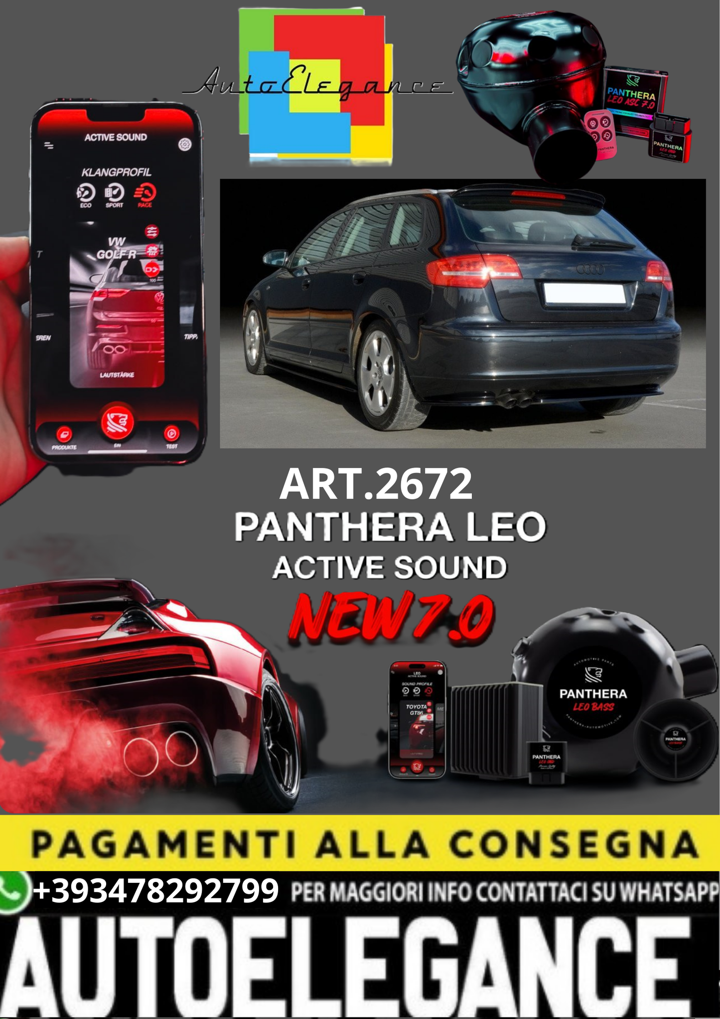 🎀ART.2672 PANTHERA SOUND SYSTEM ADATTO PER Audi A3 Sportback 8P🎀
