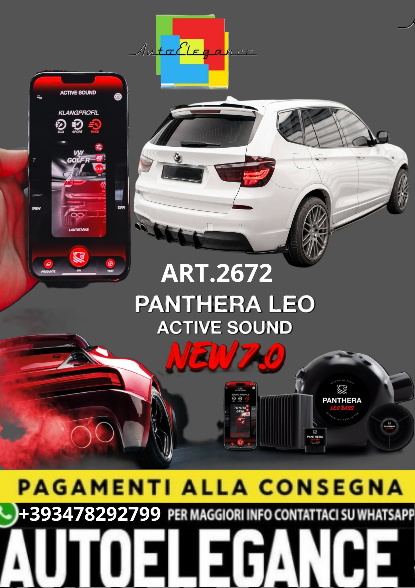 🎀ART.2672 PANTHERA SOUND SYSTEM ADATTO PER  BMW X3 M-Pack F25🎀
