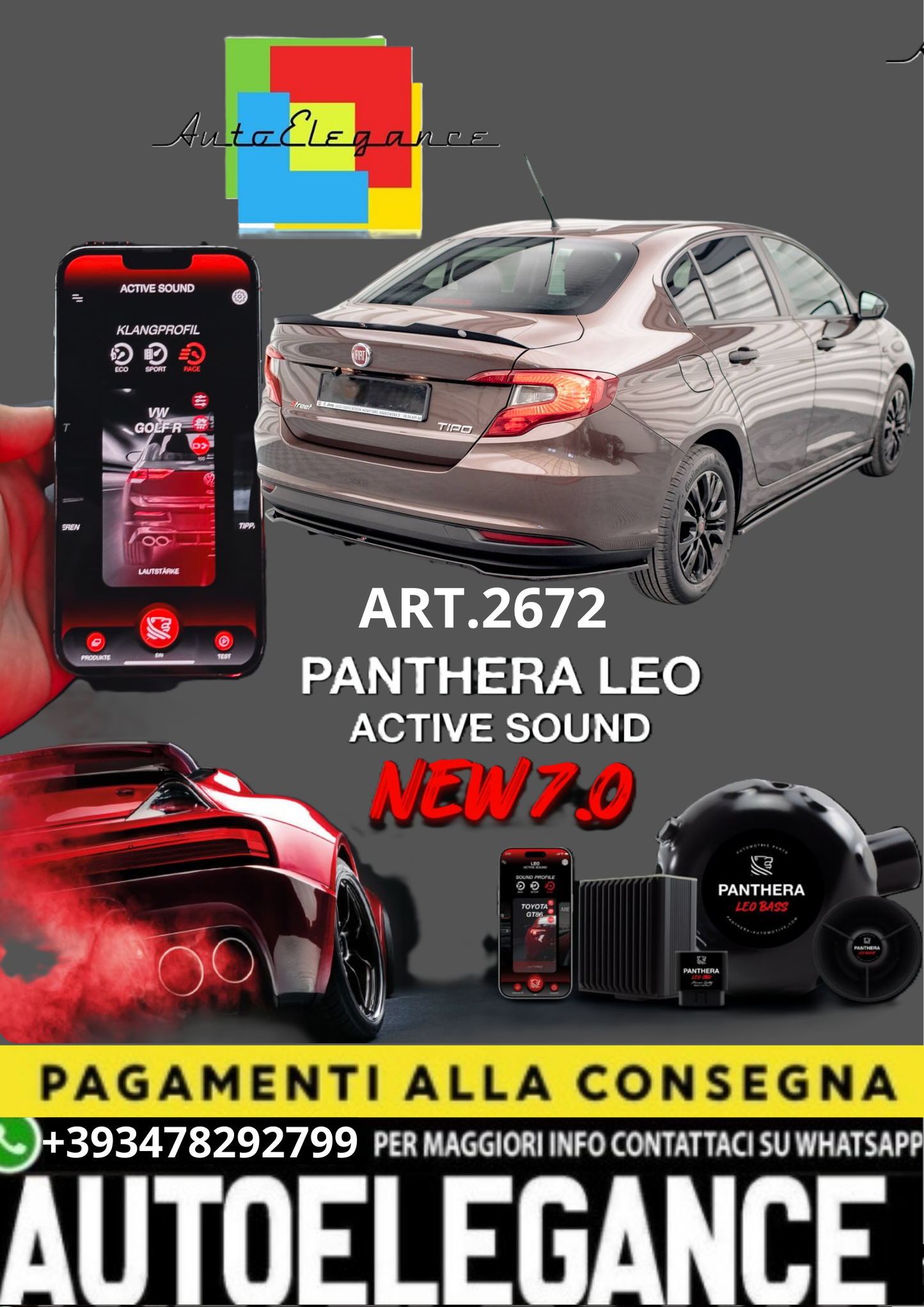 🎀ART.2672 PANTHERA SOUND SYSTEM ADATTO PER  Fiat Tipo S Berlina Mk1🎀