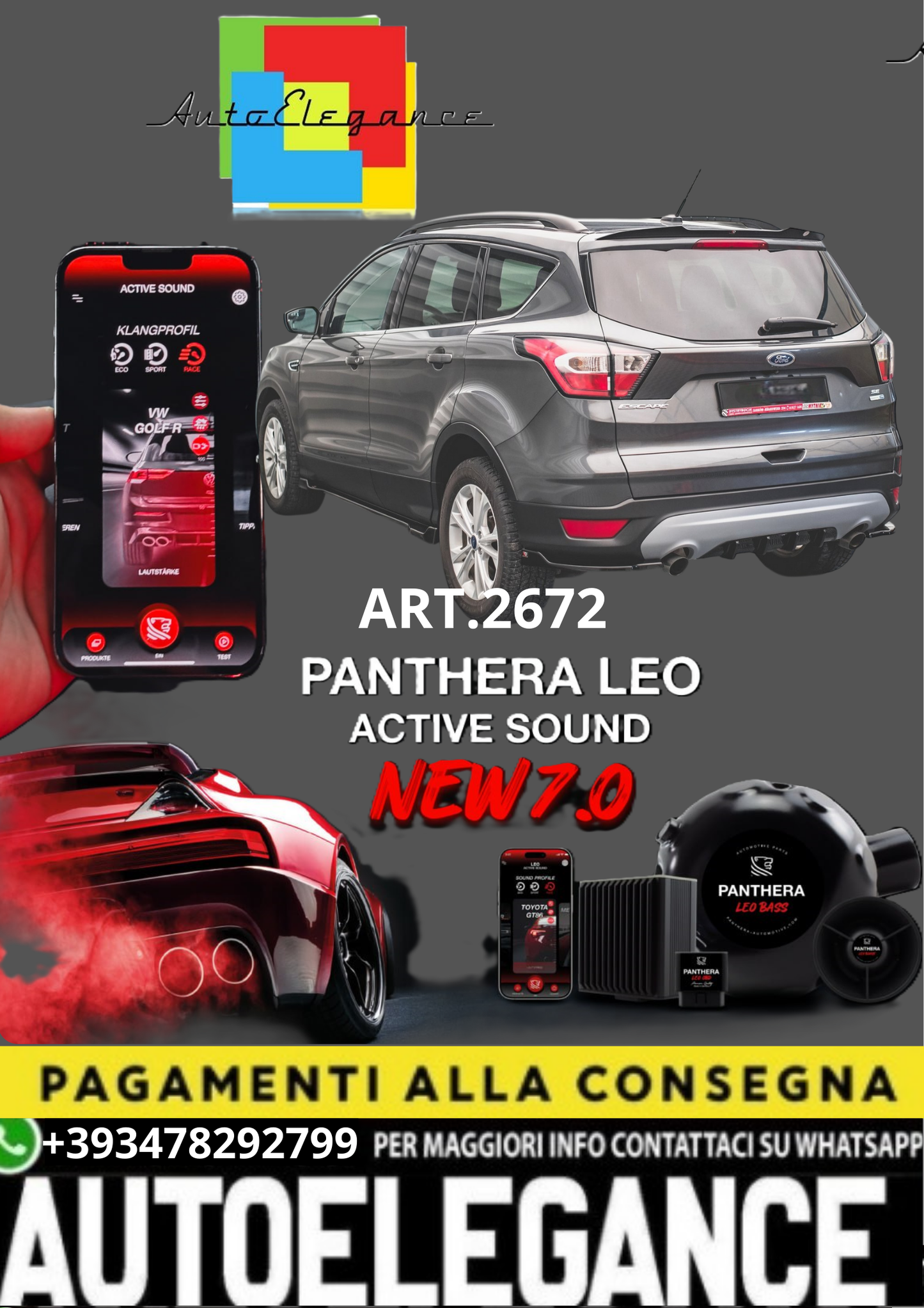 🎀ART.2672 PANTHERA SOUND SYSTEM ADATTO PER  Ford Escape Mk3🎀