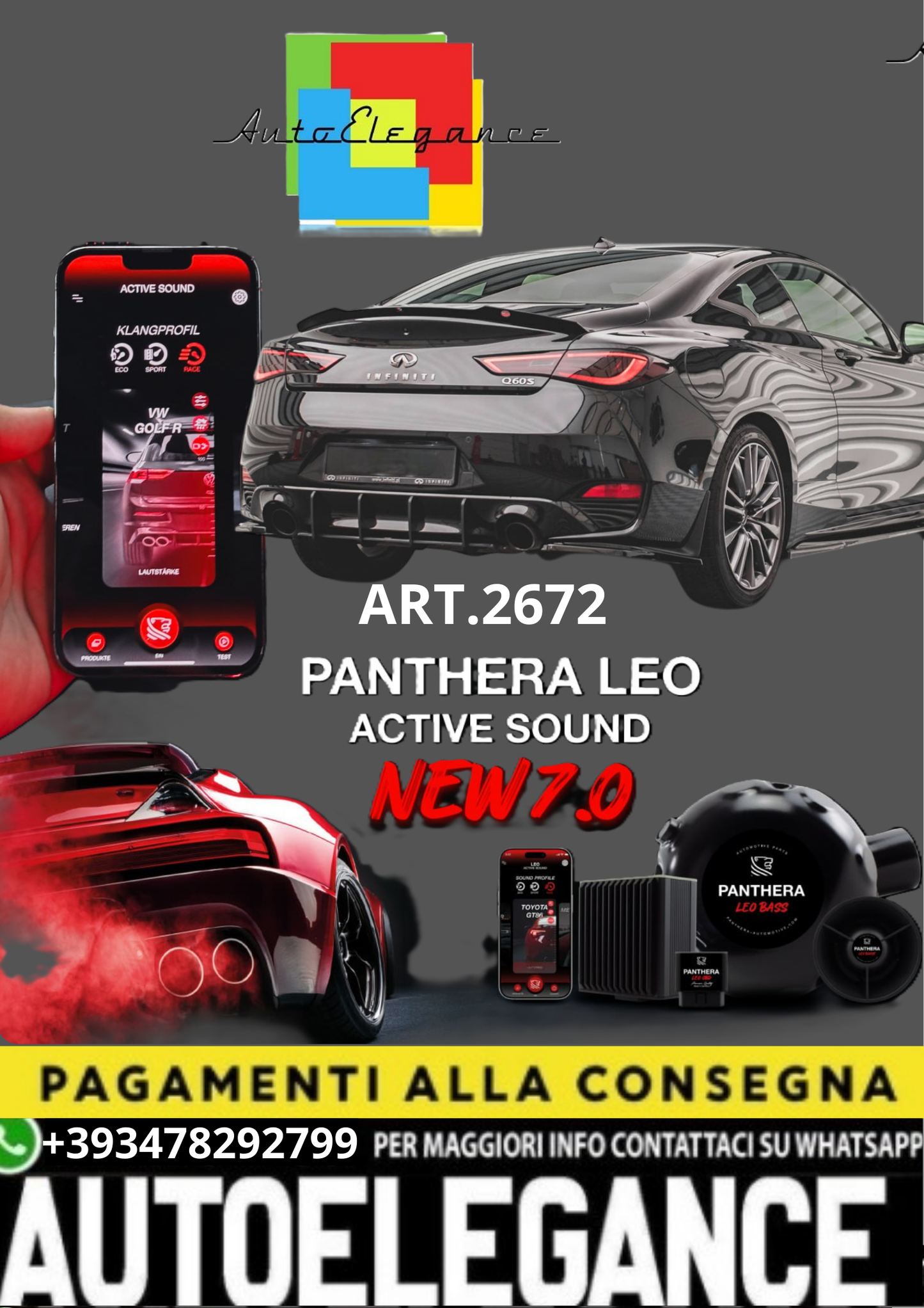 🎀ART.2672 PANTHERA SOUND SYSTEM ADATTO PER Pro Infiniti Q60 S Mk2🎀