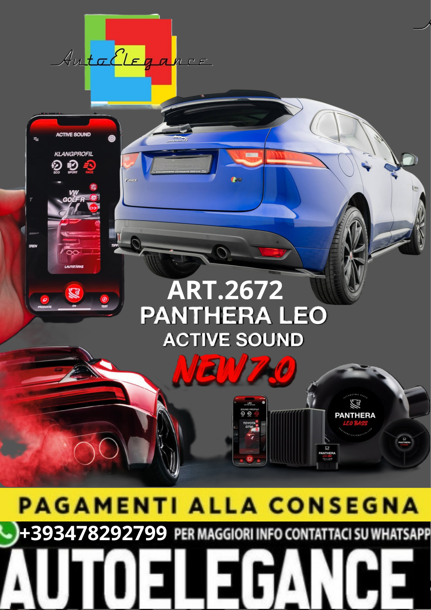 🎀ART.2672 PANTHERA SOUND SYSTEM ADATTO PER Jaguar F-Pace R-Sport Mk1🎀