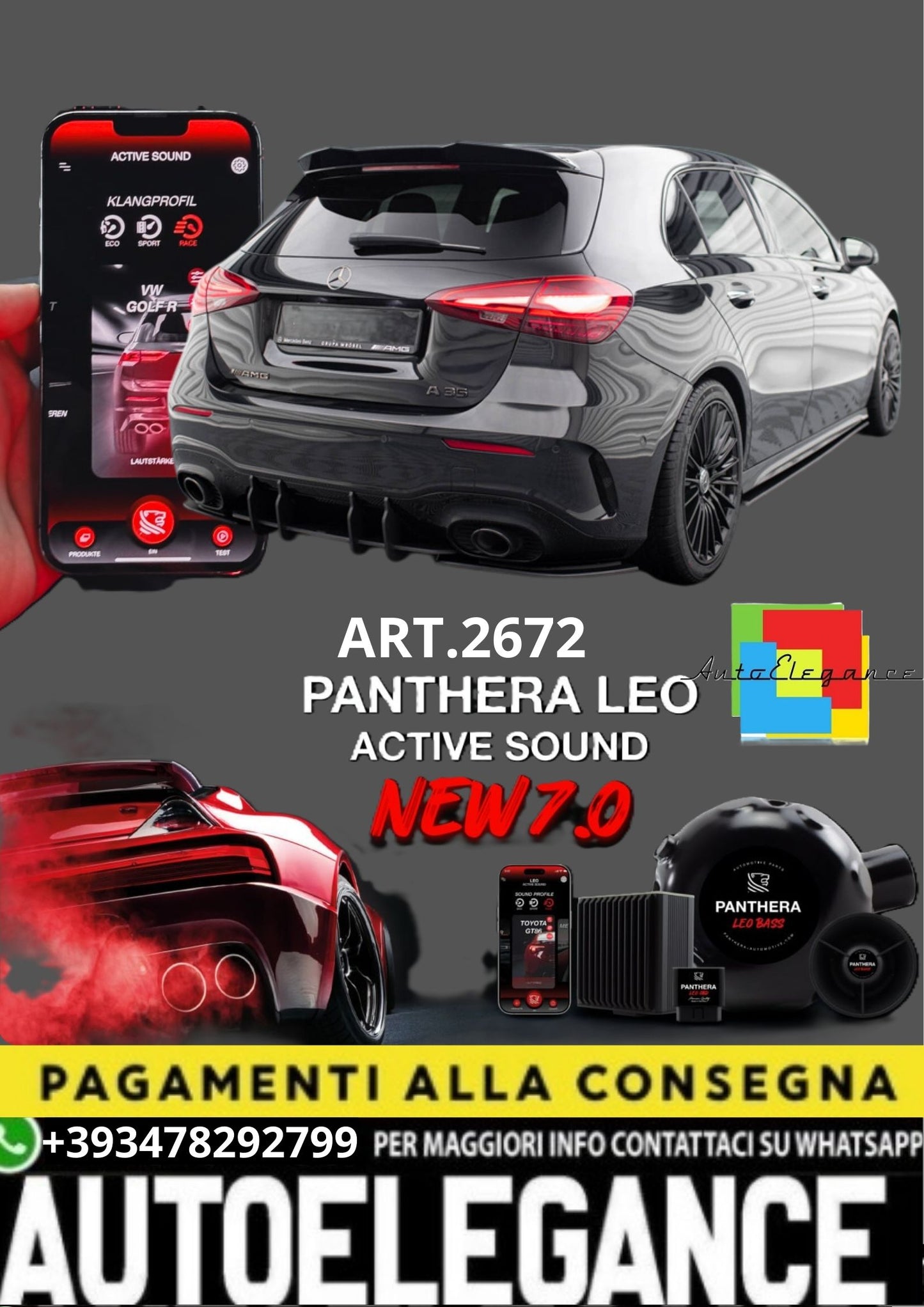 💥 ART.2672 PANTHERA SOUND SYSTEM ADATTO PER  MERCEDES BENZ  A35 HATCHBACK W17💥