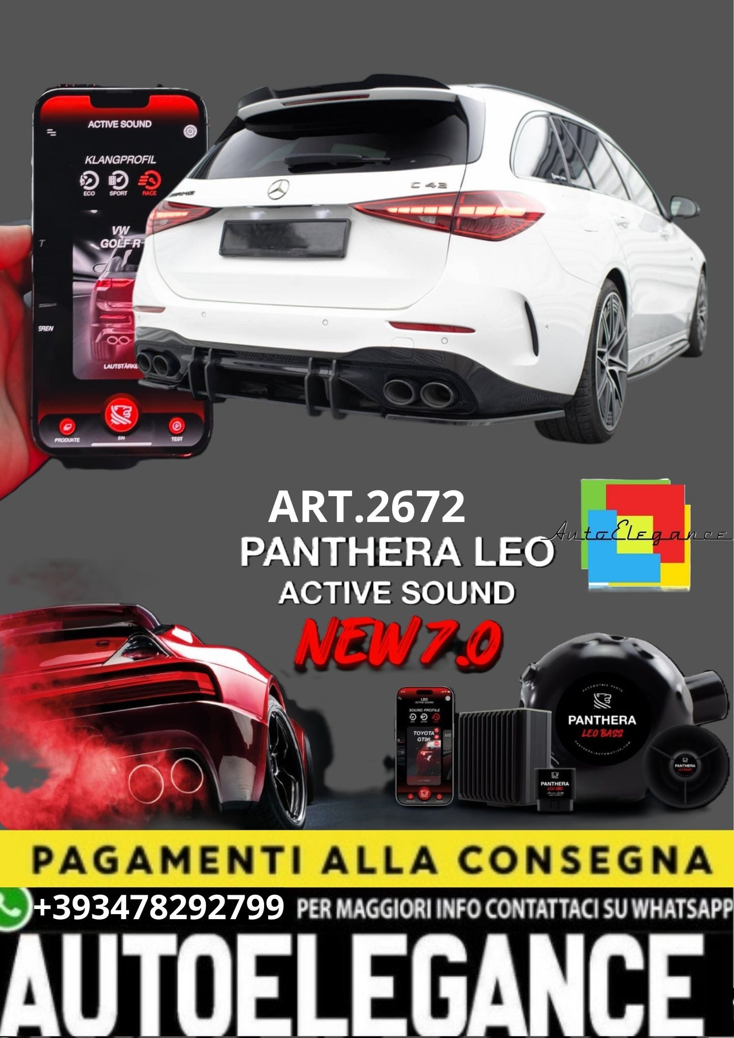 💥 ART.2672 PANTHERA SOUND SYSTEM ADATTO PER  MERCEDES-AMG C 43 W206💥