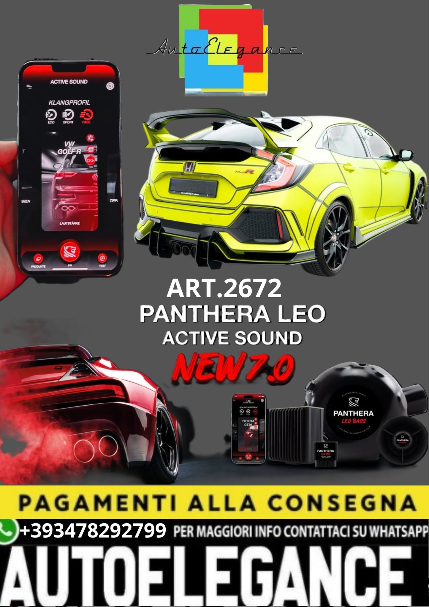 💥💣 ART.2672 PANTHERA SOUND SYSTEM ADATTO PER HONDA CIVIC TYPE R MK10💣💥