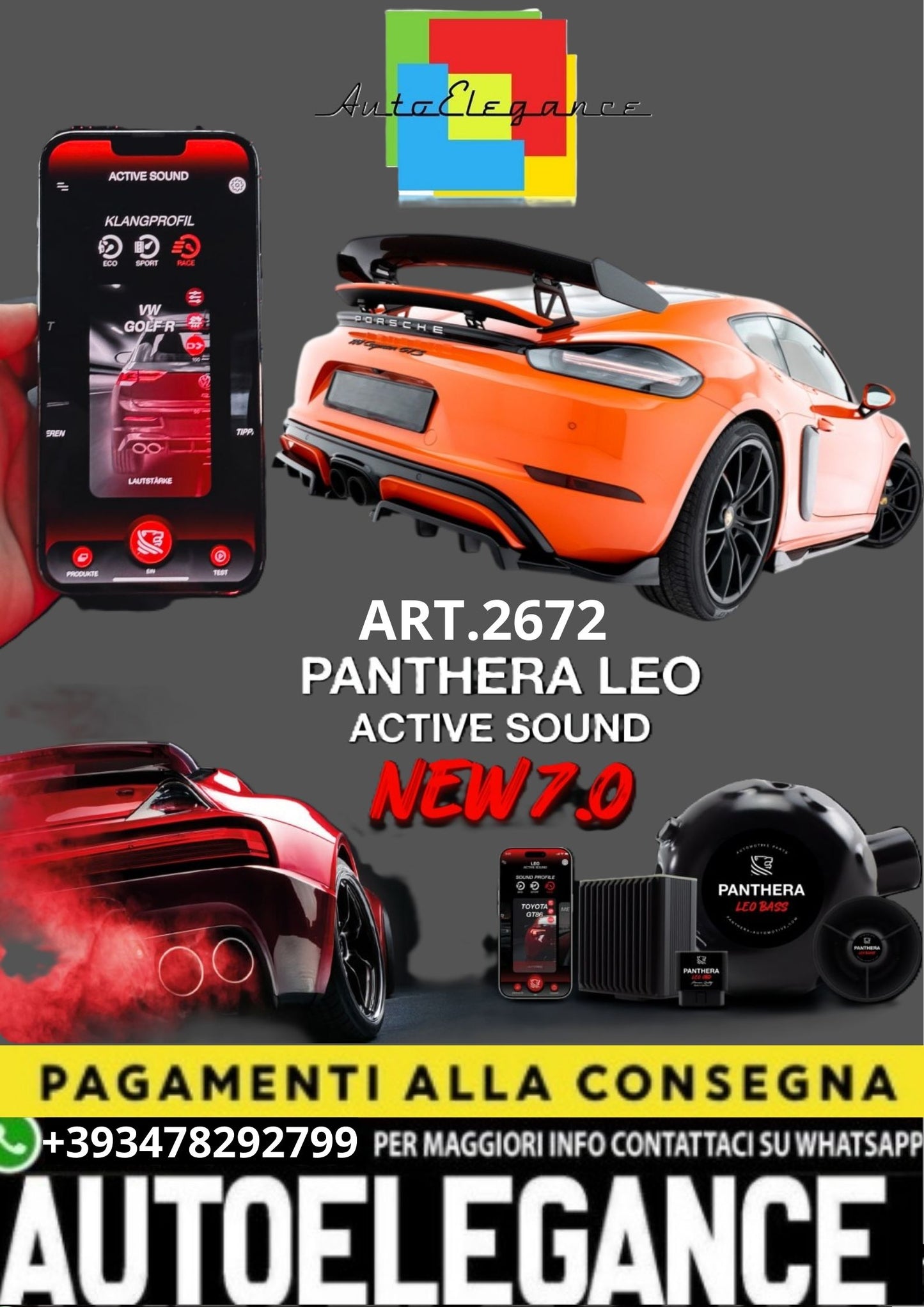 💥ART.2672 PANTHERA SOUND SYSTEM ADATTO PER PORSCHE 718 CAYMAN GTS 982c💥