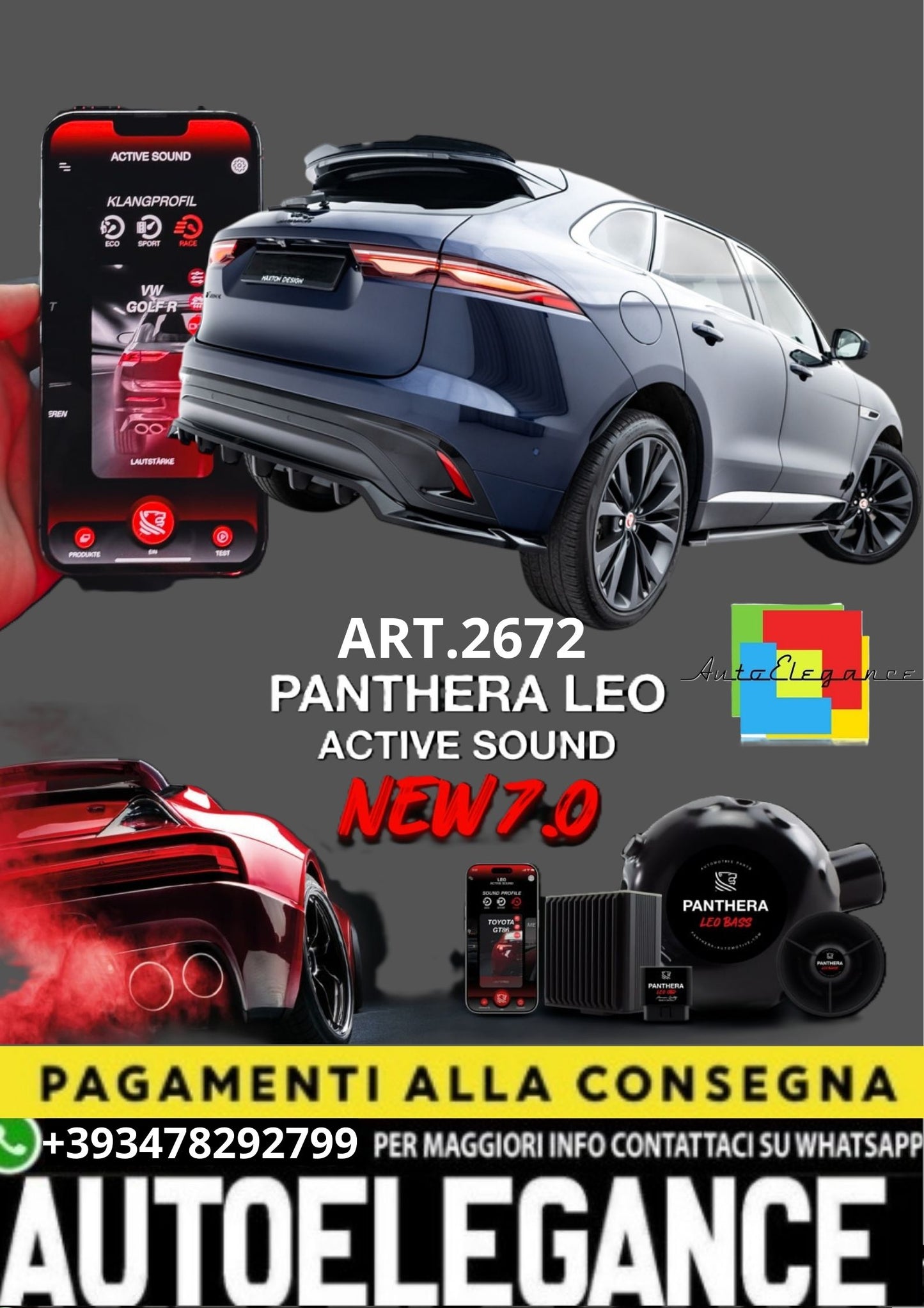 💥 ART.2672 PANTHERA SOUND SYSTEM ADATTO PER  JAGUAR F-PACE R-SPORT FACELIFT💥
