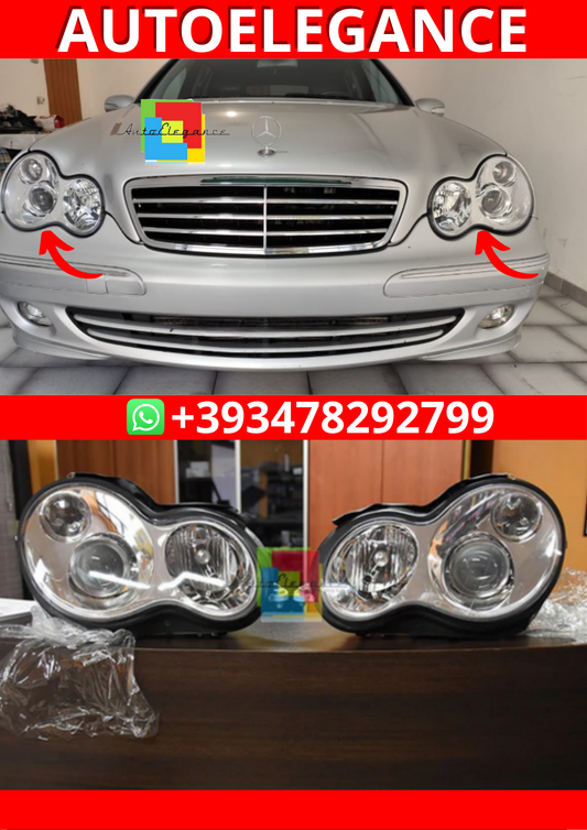 Set fari anteriori adatti per Mercedes Classe C W203 cromati