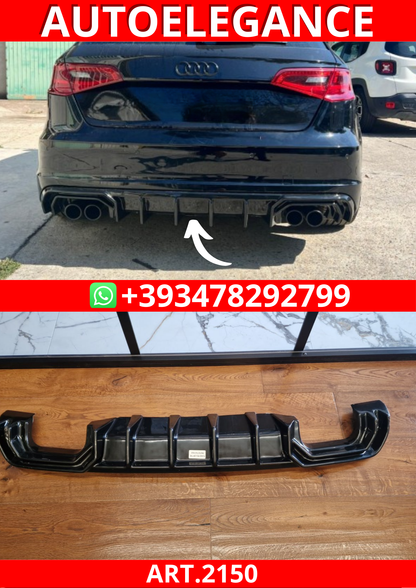 ART.2150 DIFFUSORE AUDI A3 8V 2012-2016 SLINE S3 NERO LUCIDO 2+2