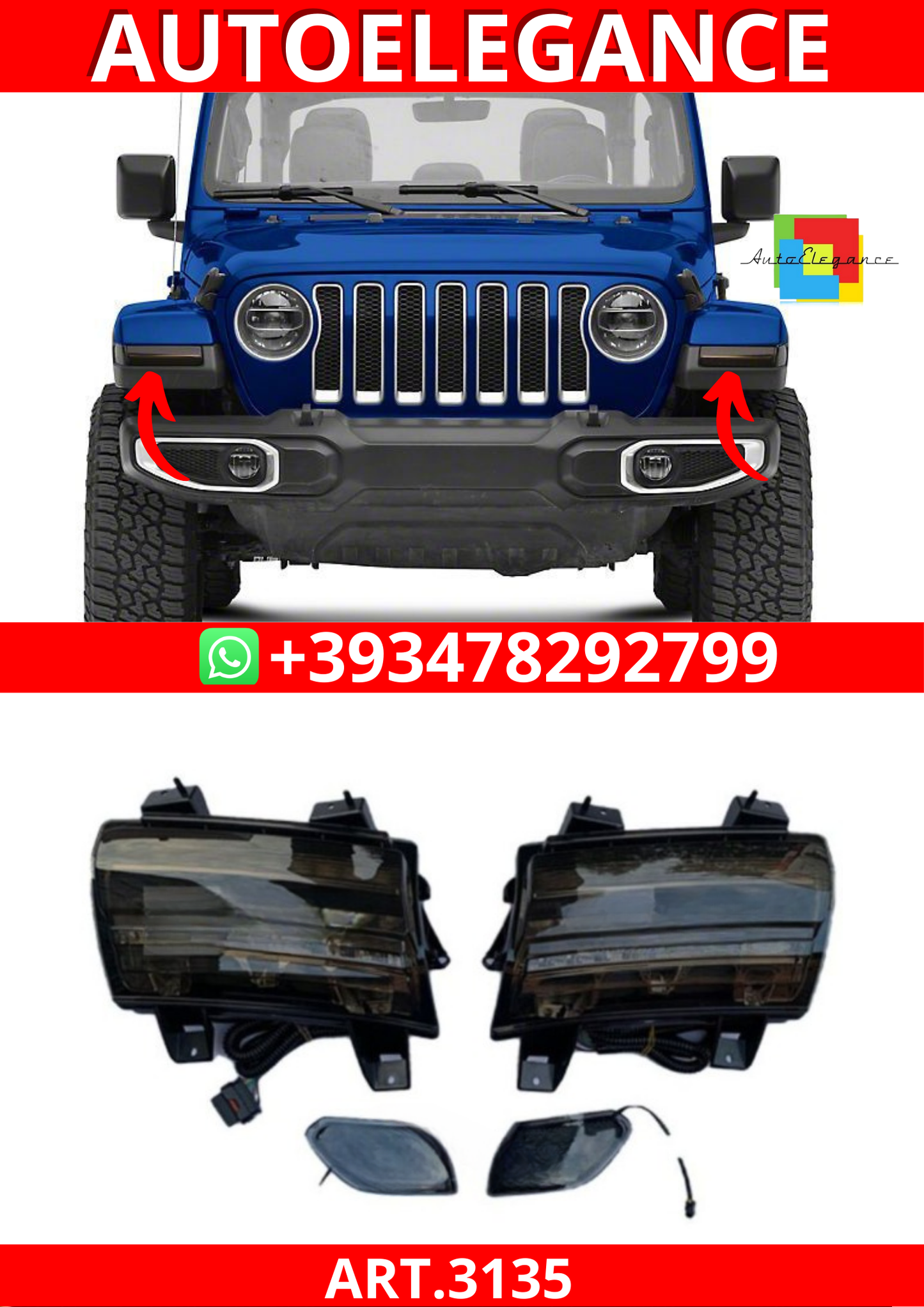 ART.3135 Indicatori di direzione a LED,DRL indicatori laterali JEEP WRANGLER